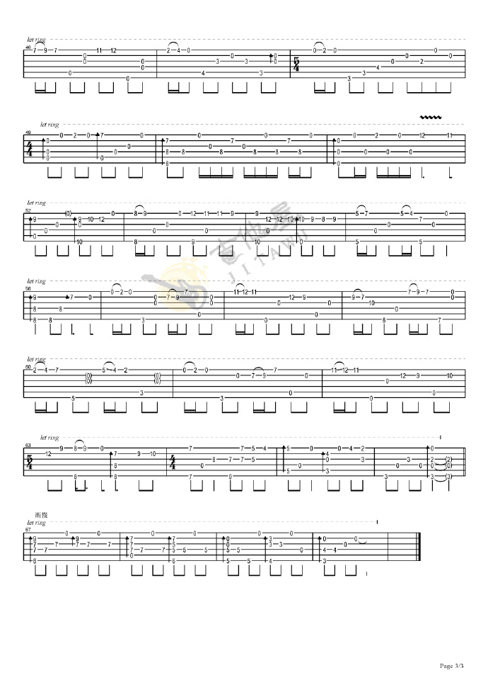 关于你的事指弹吉他谱预览图