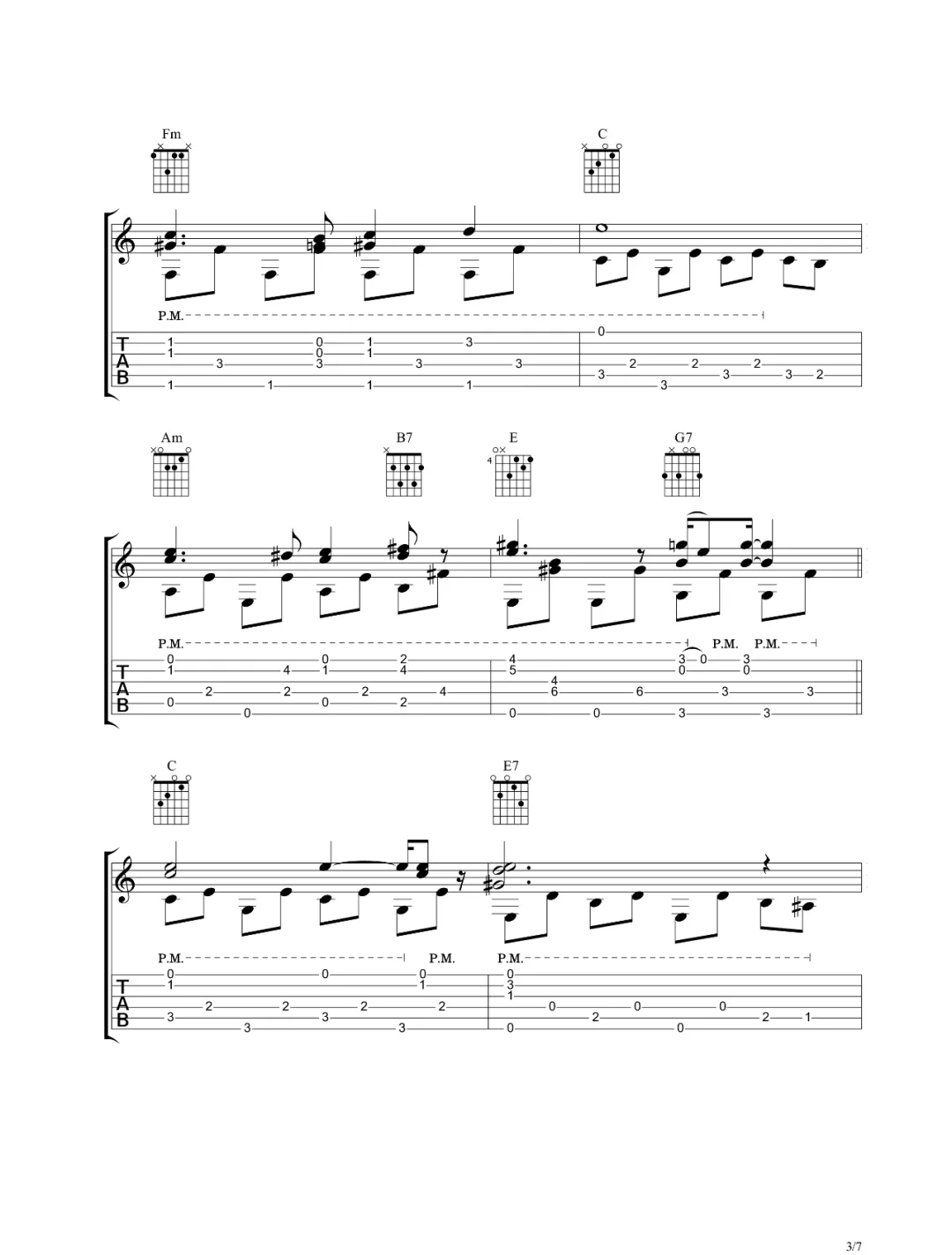 Liberstraum指弹吉他谱预览图