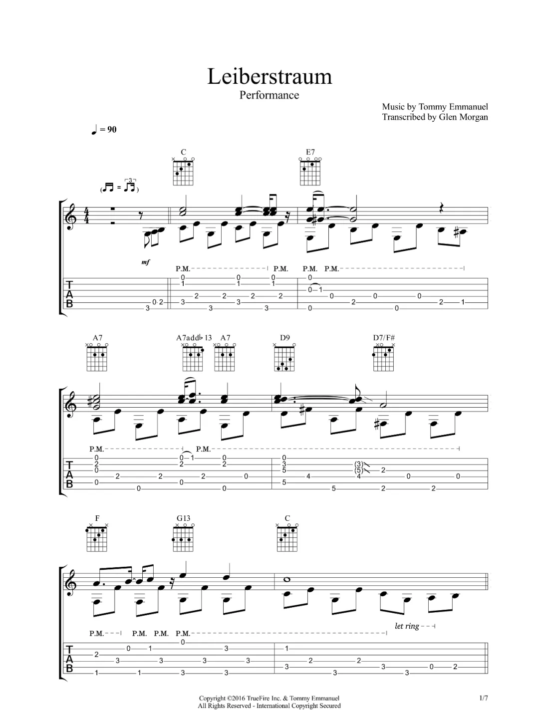 Liberstraum指弹吉他谱预览图