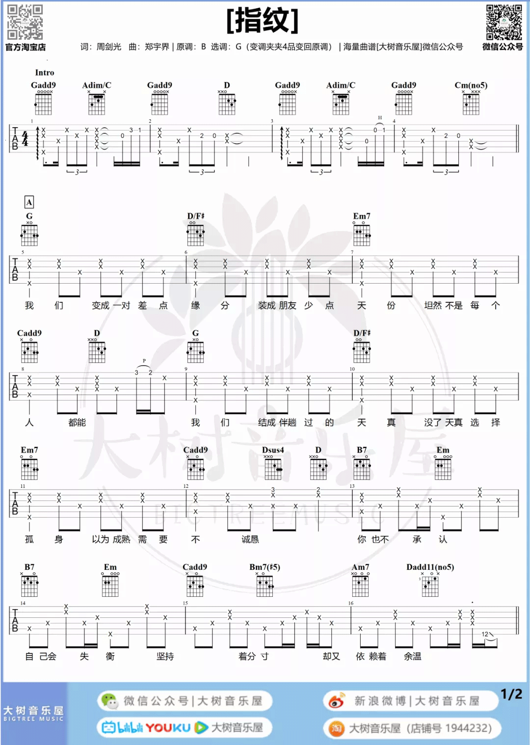 指纹吉他谱预览图