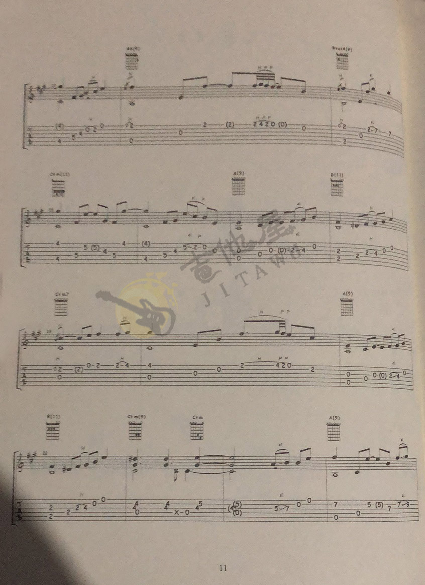 重阳指弹吉他谱预览图