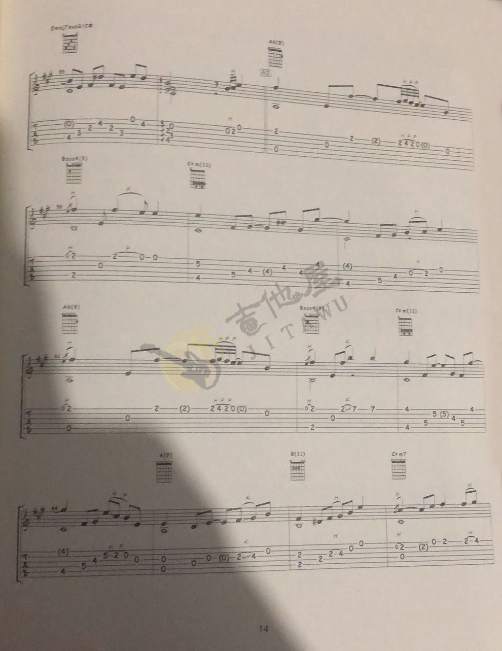 重阳指弹吉他谱预览图