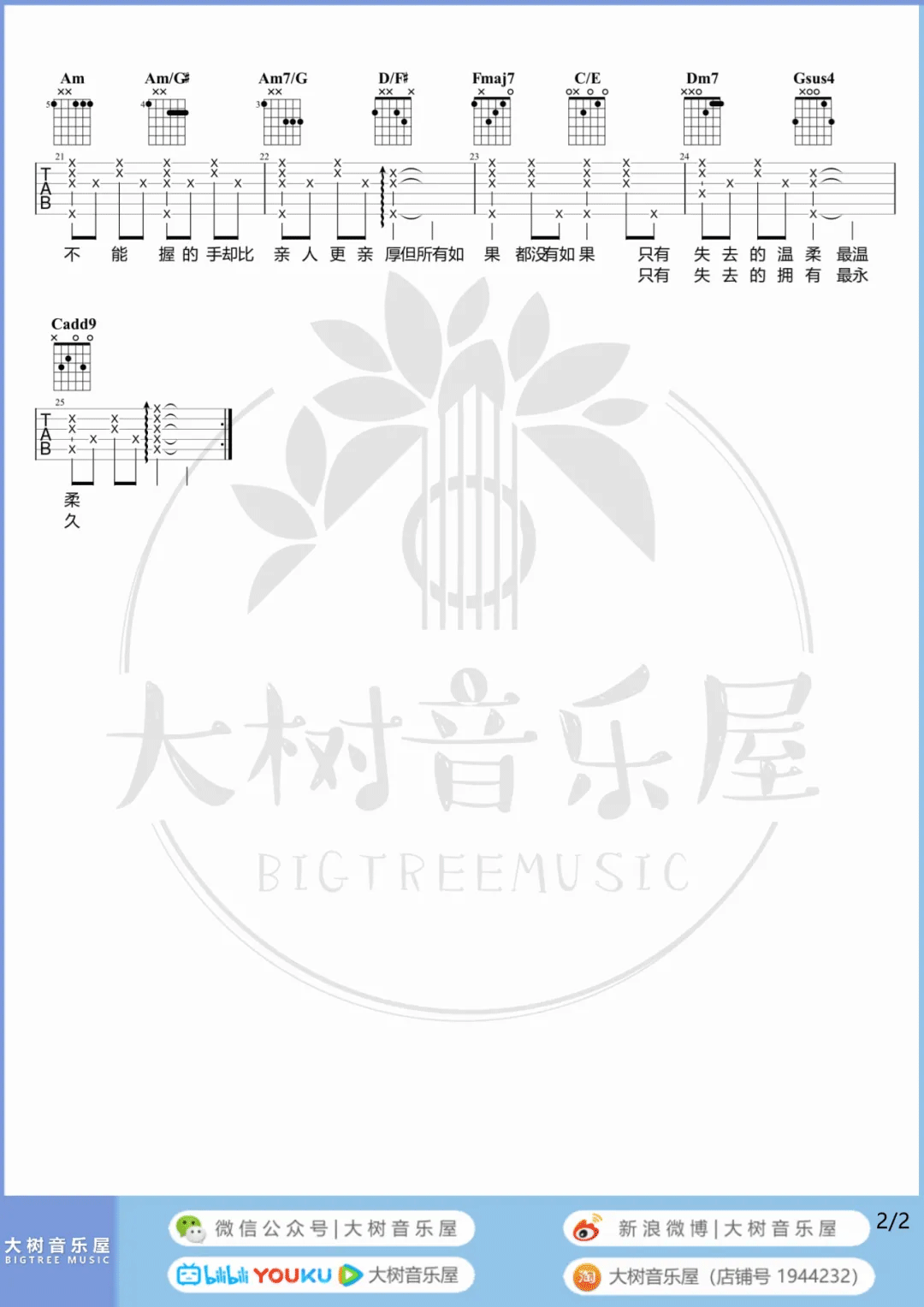 匿名的好友吉他谱预览图