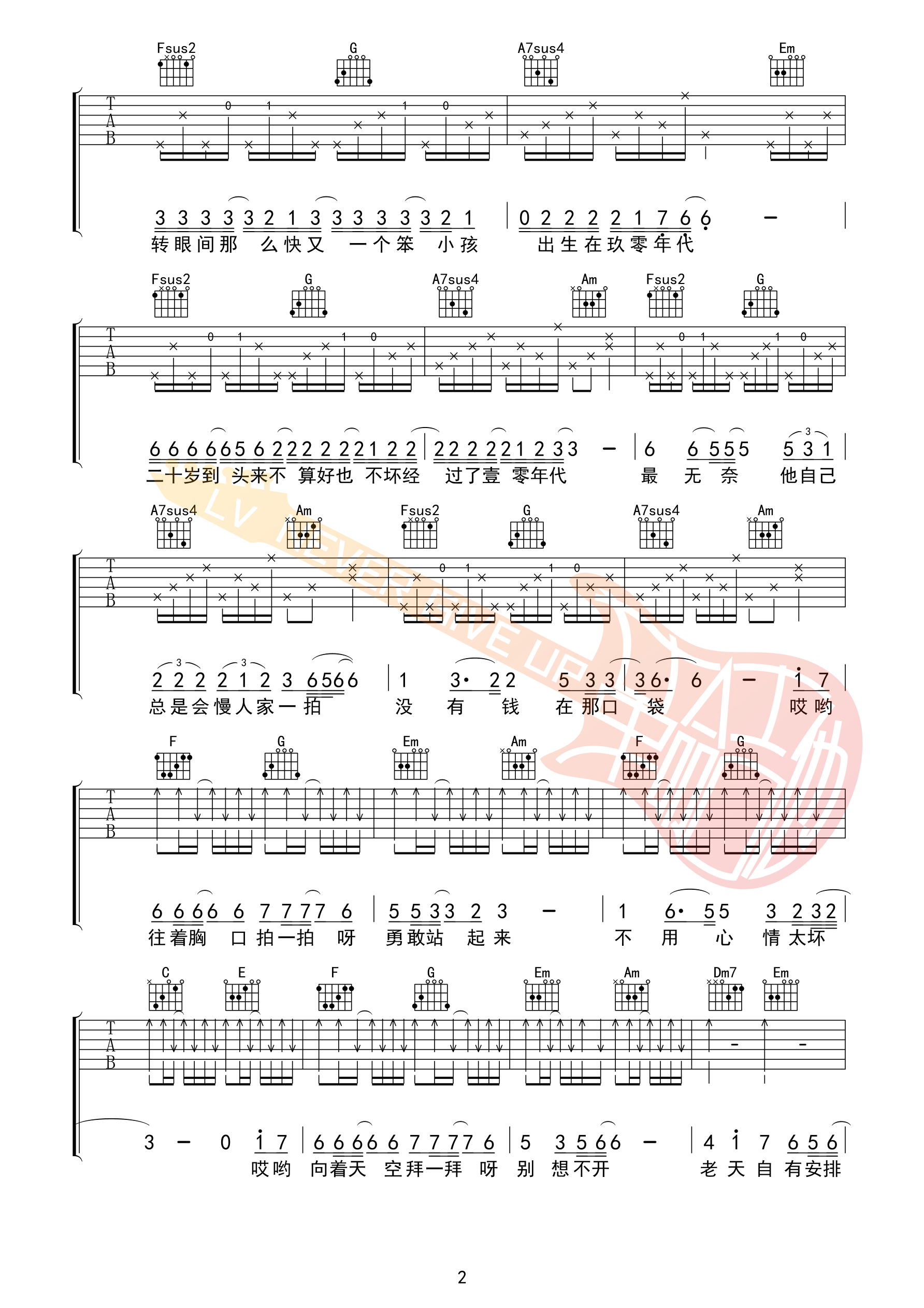还是笨小孩吉他谱预览图