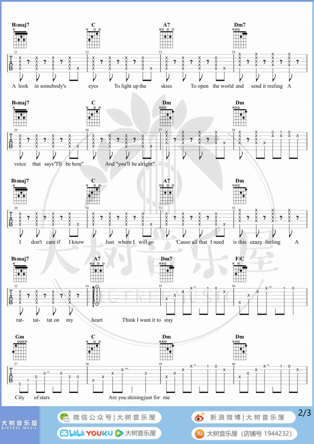 City-Of-Stars吉他谱预览图