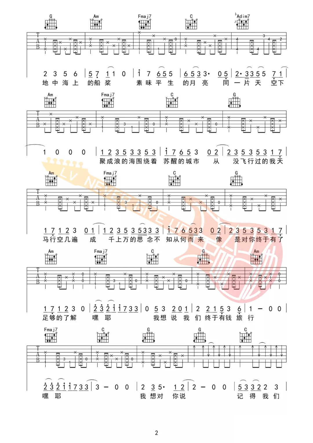 从没去过巴塞隆纳吉他谱预览图