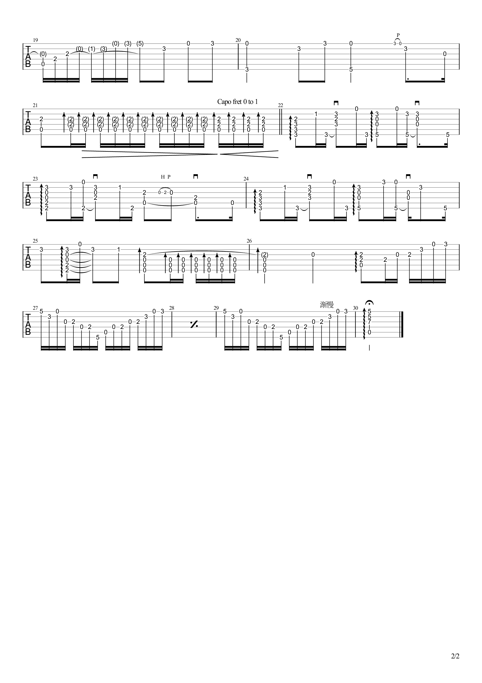 神女劈观指弹吉他谱预览图