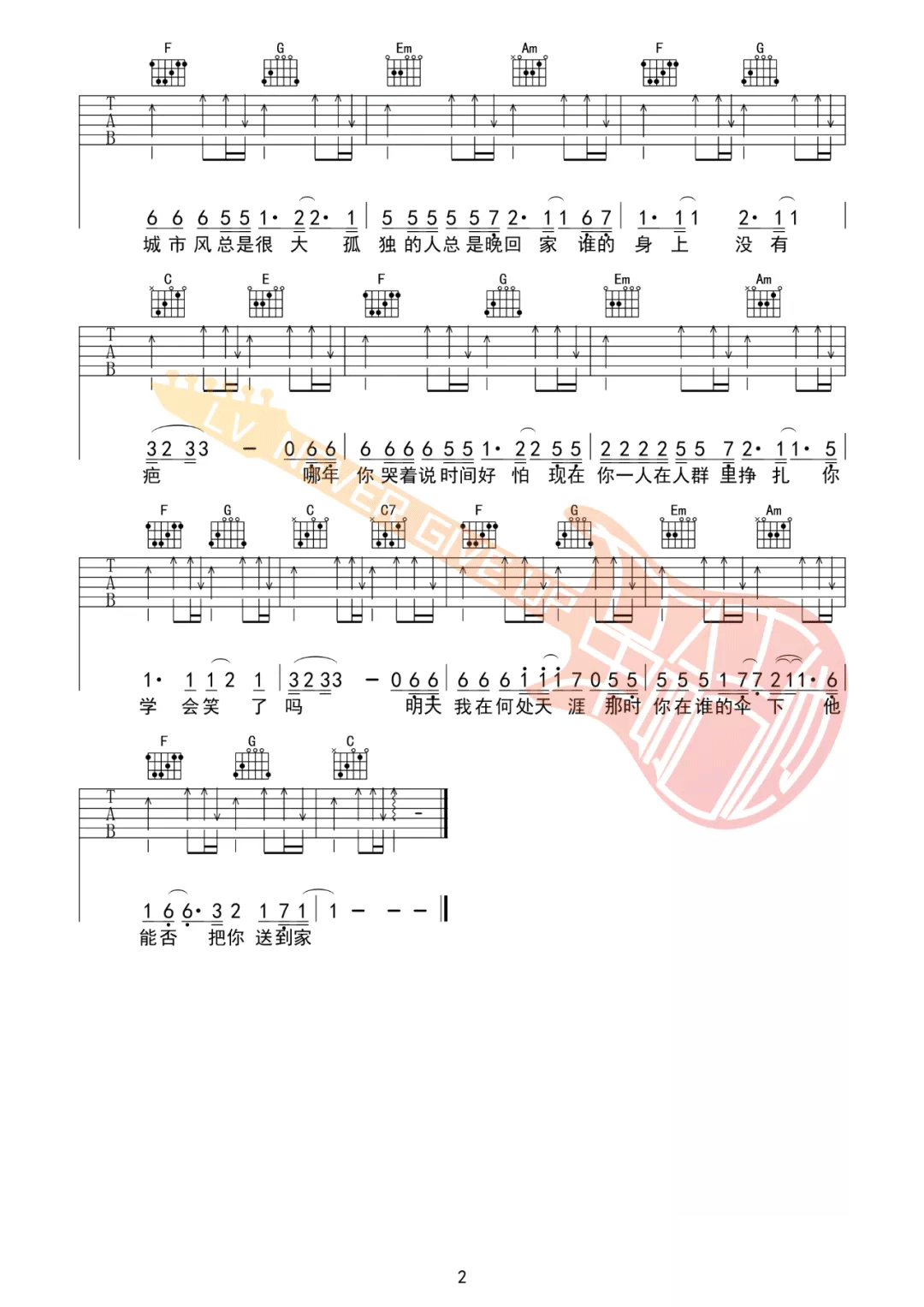 这城市风总是很大吉他谱预览图