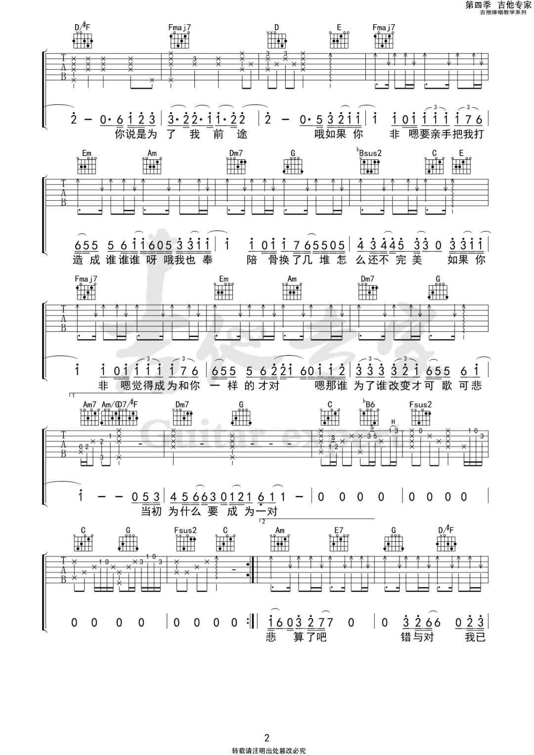 脱胎换骨吉他谱预览图