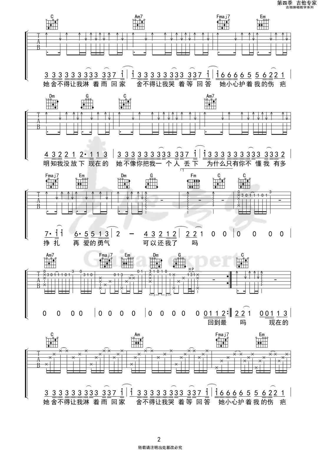 现在的她吉他谱预览图