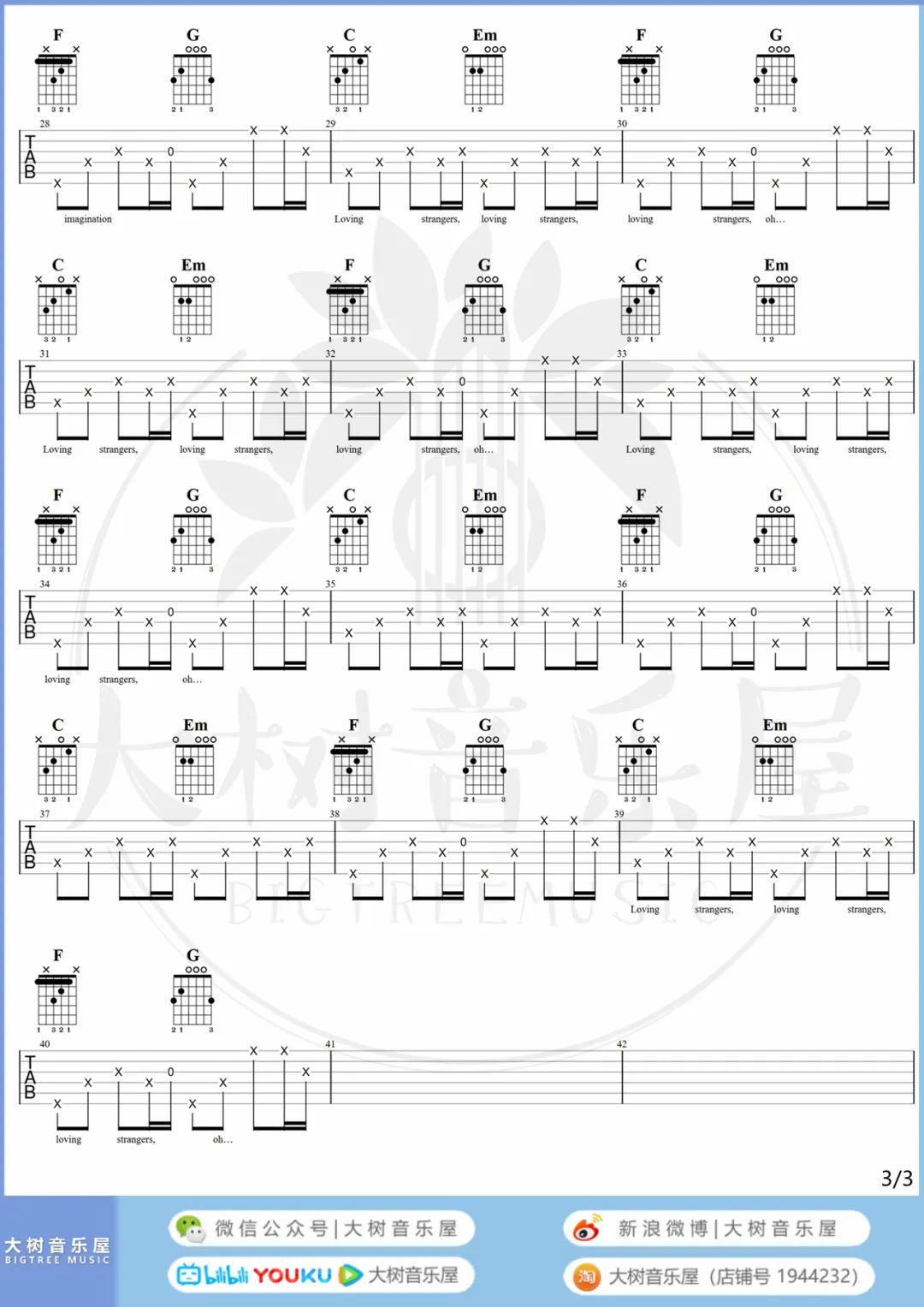 Loving-Strangers吉他谱预览图