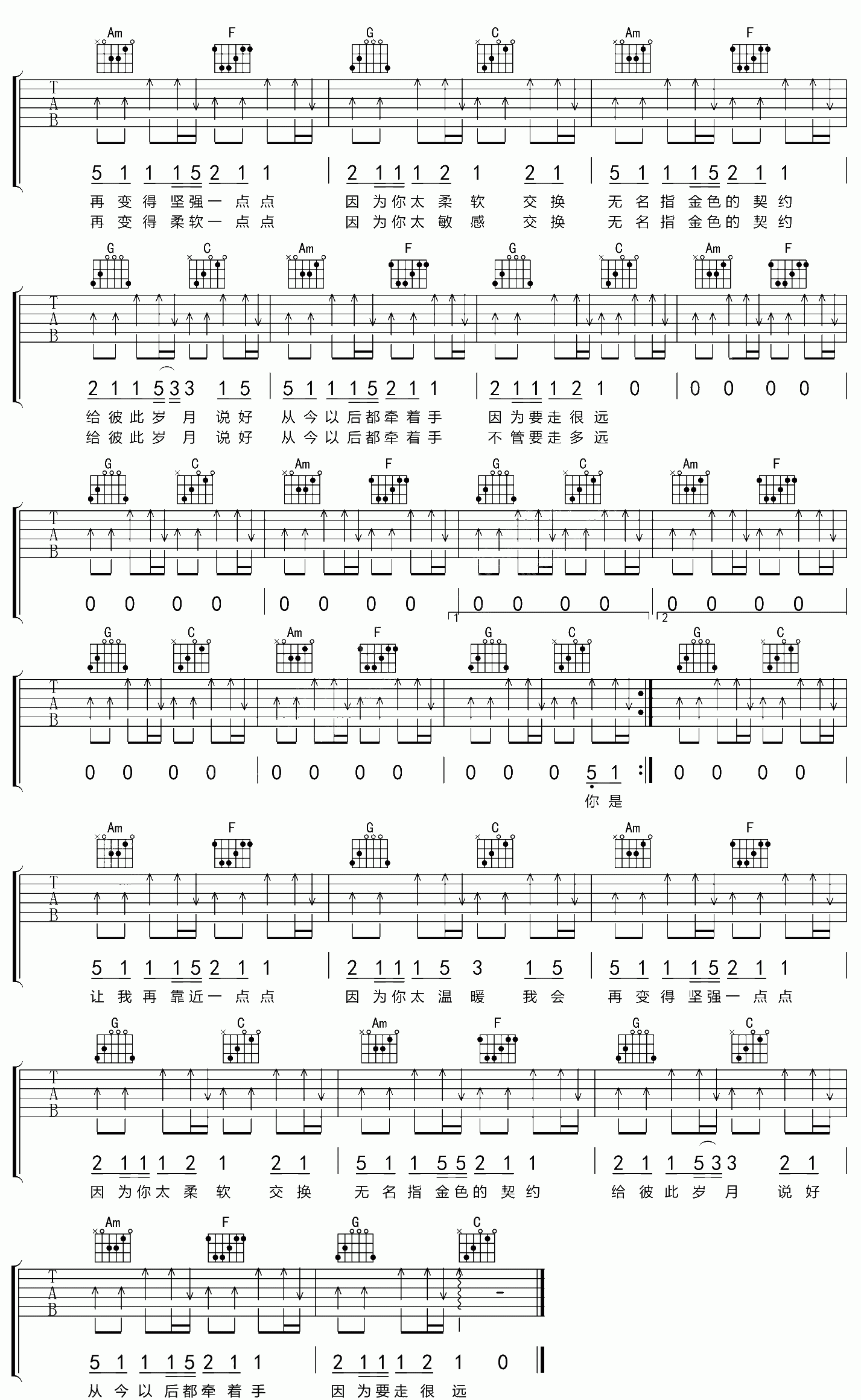 勾指起誓吉他谱预览图