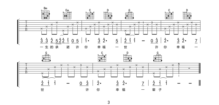 我的北方姑娘吉他谱预览图