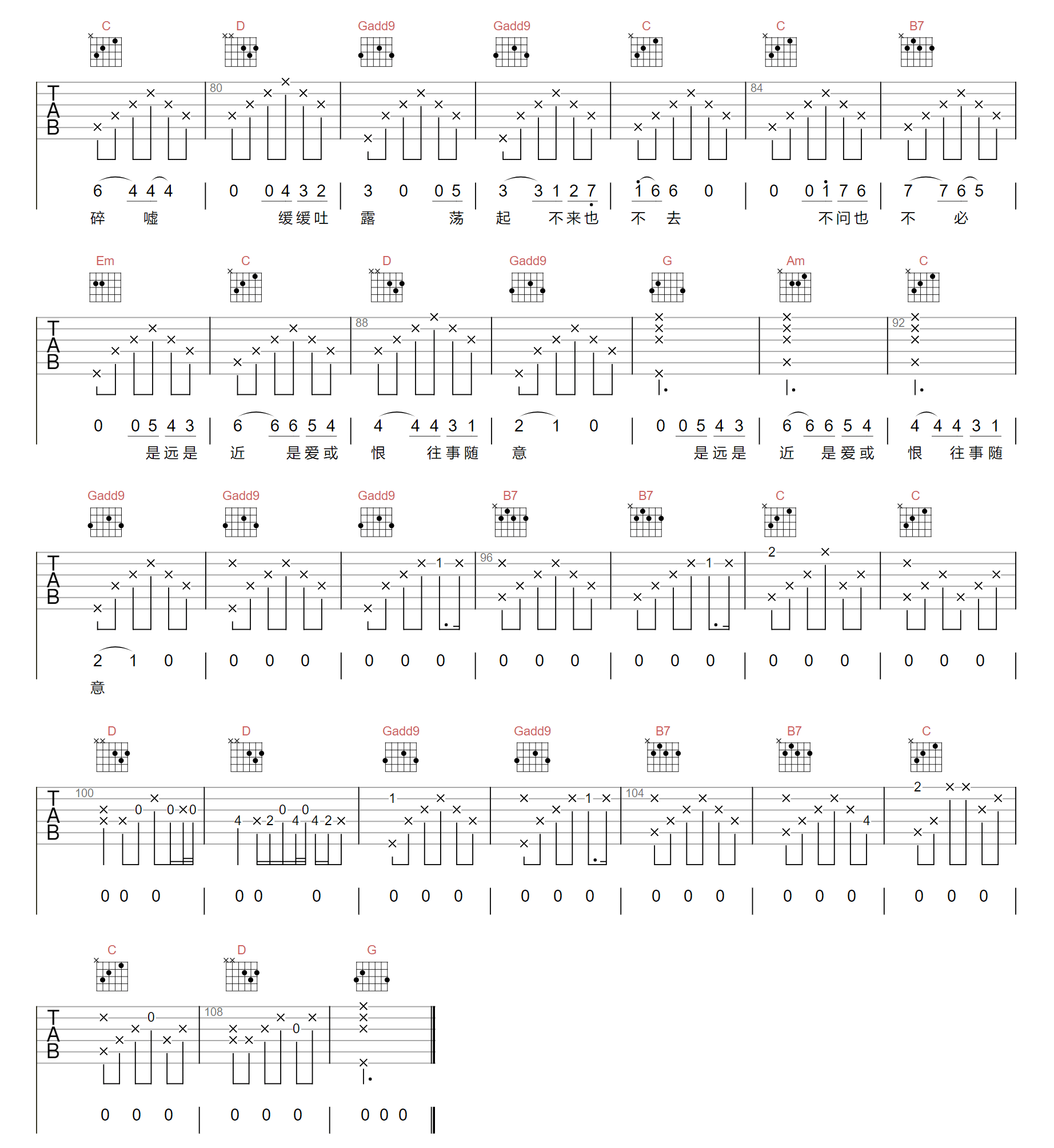 不来也不去吉他谱预览图