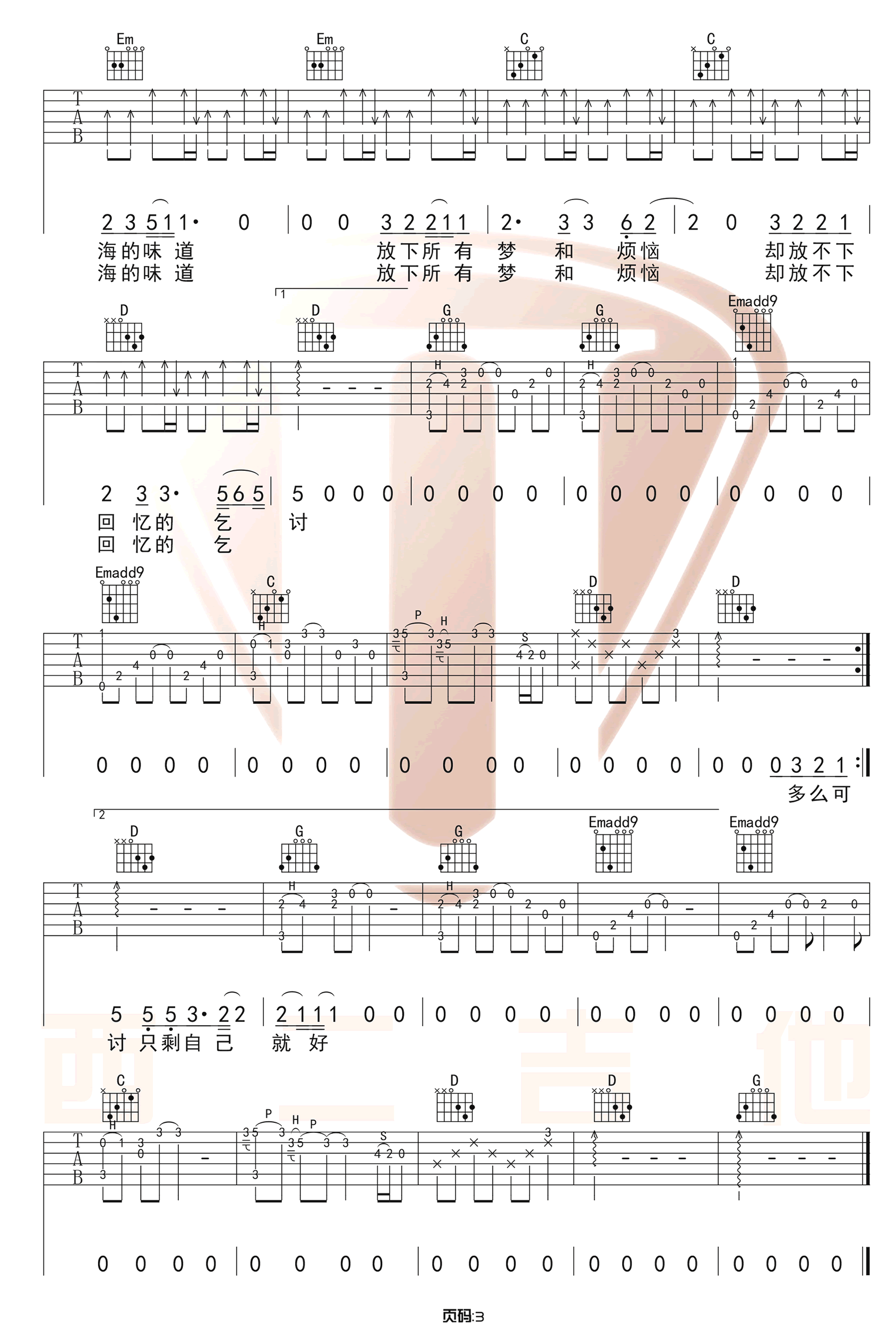 像鱼吉他谱预览图