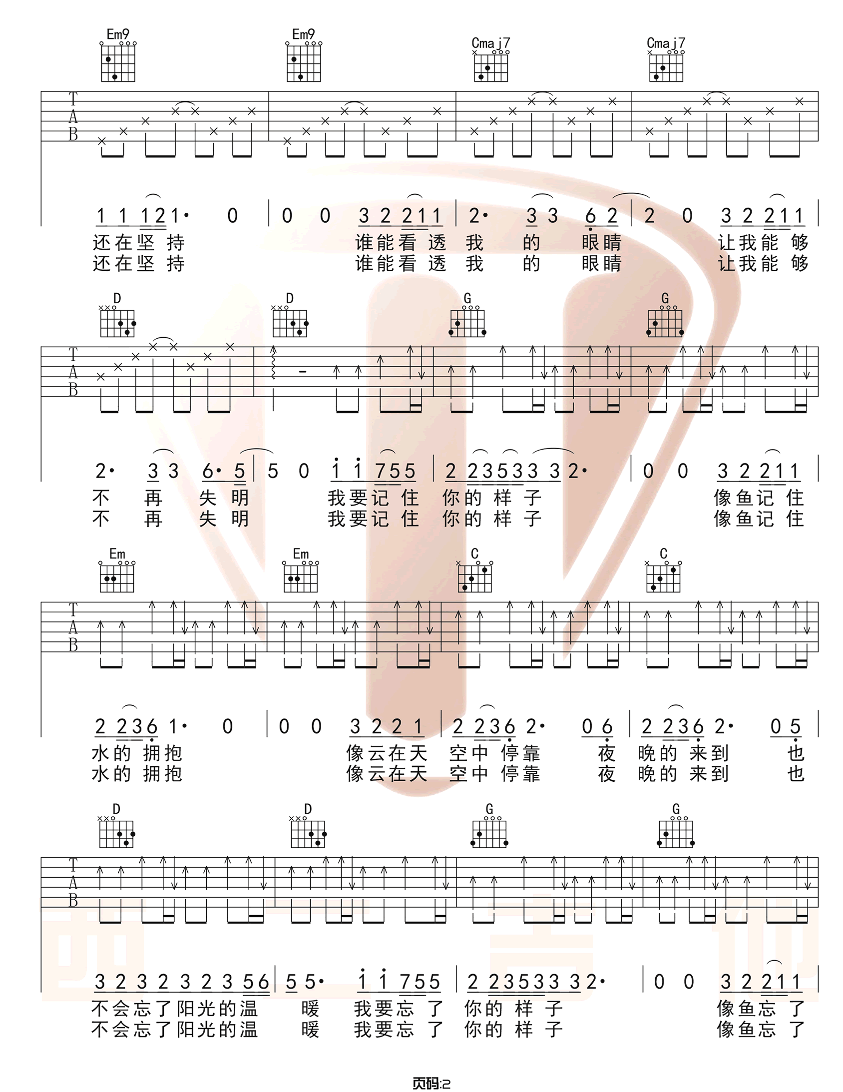 像鱼吉他谱预览图