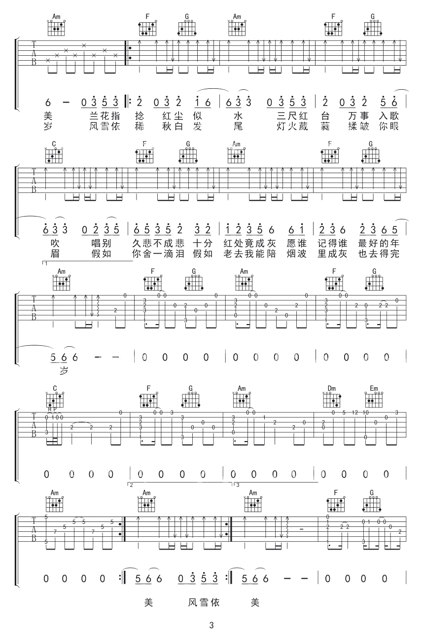 牵丝戏吉他谱预览图