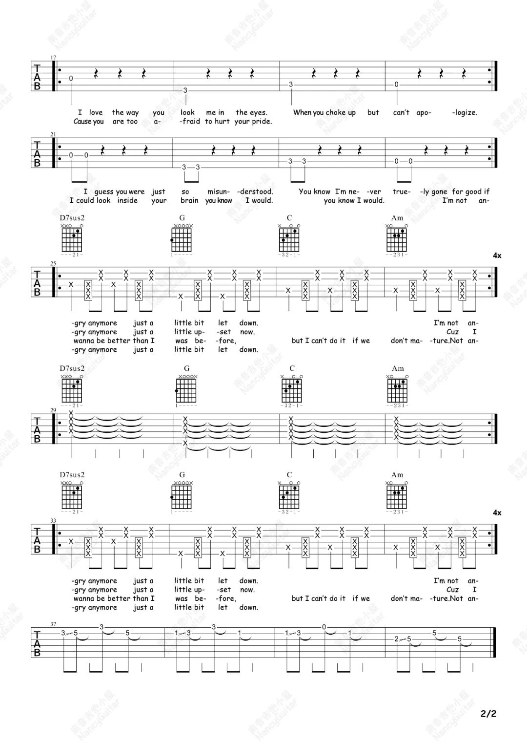 Not-Angry吉他谱预览图