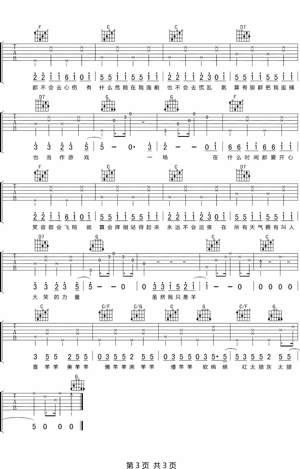 别看我是一只羊吉他谱预览图