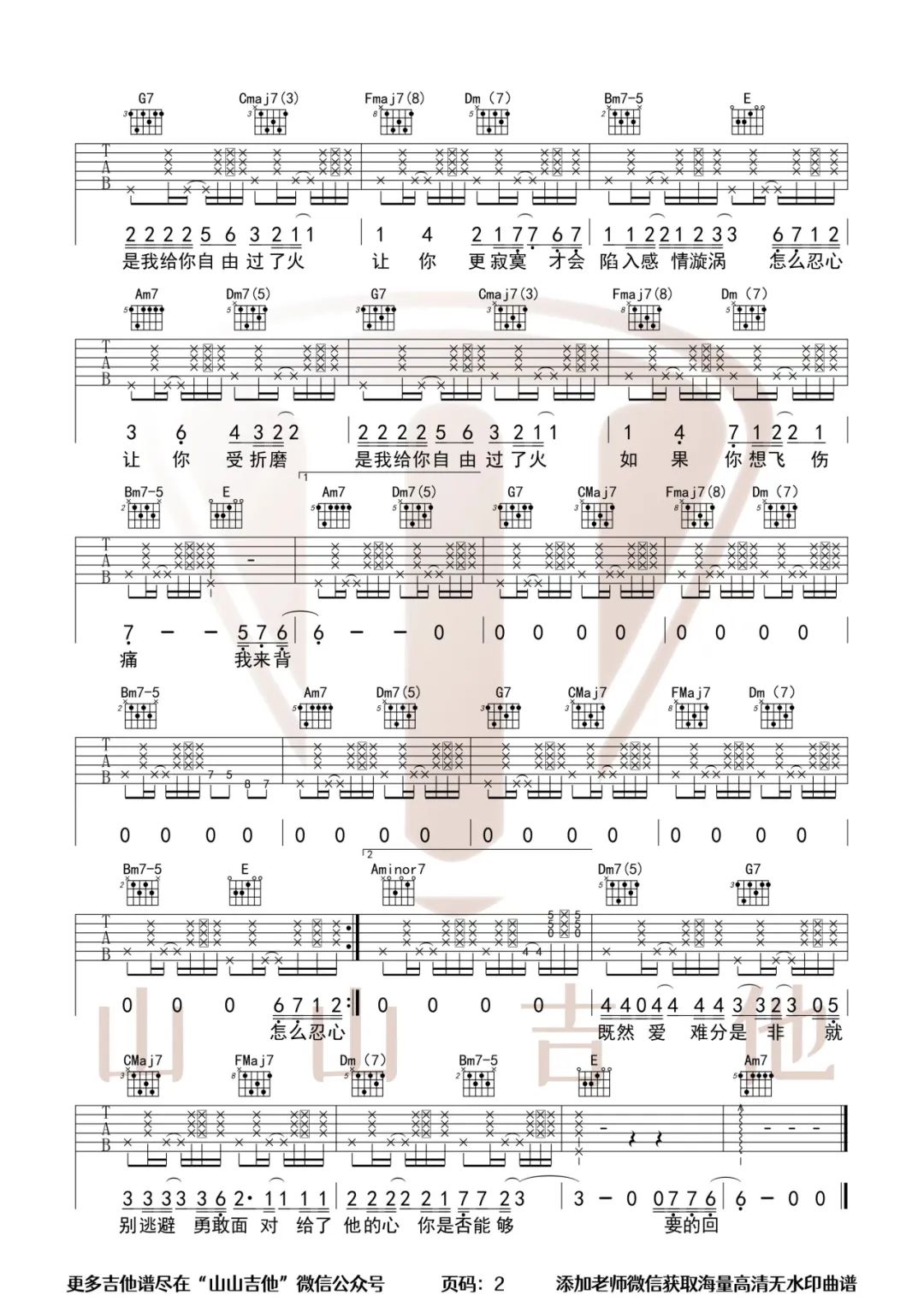 过火吉他谱预览图