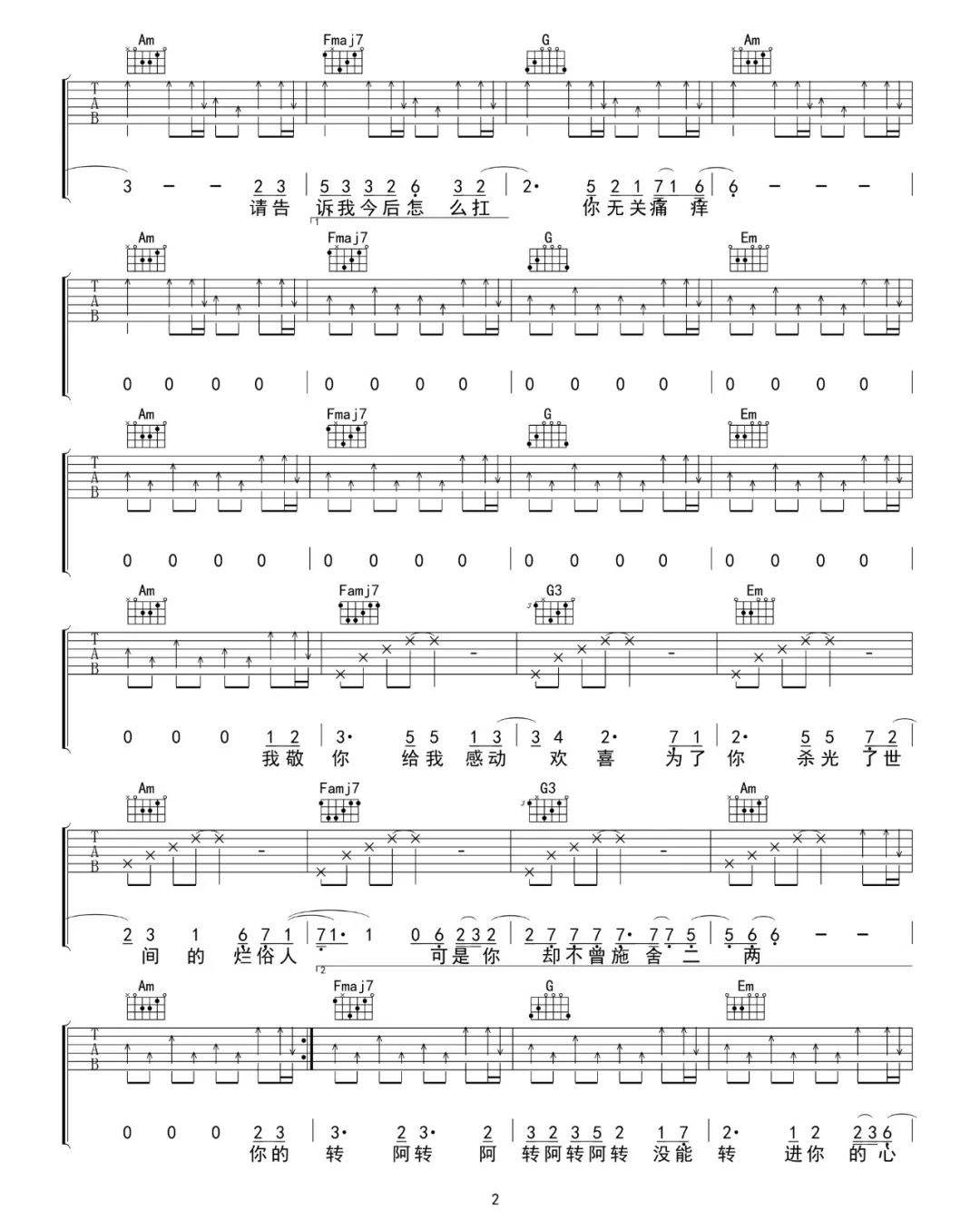 你的酒馆对我打了烊吉他谱预览图