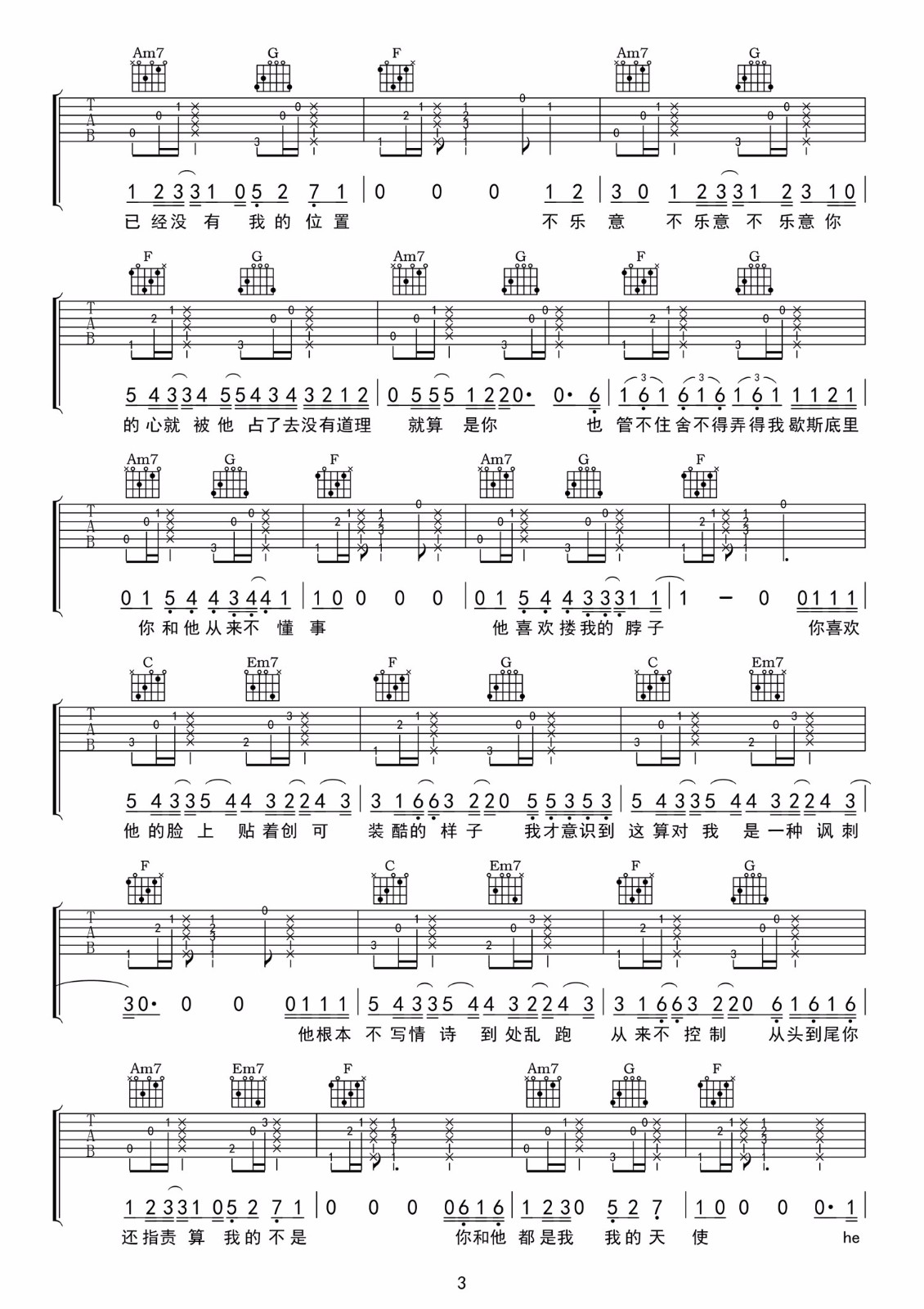 鲨鱼吉他谱预览图