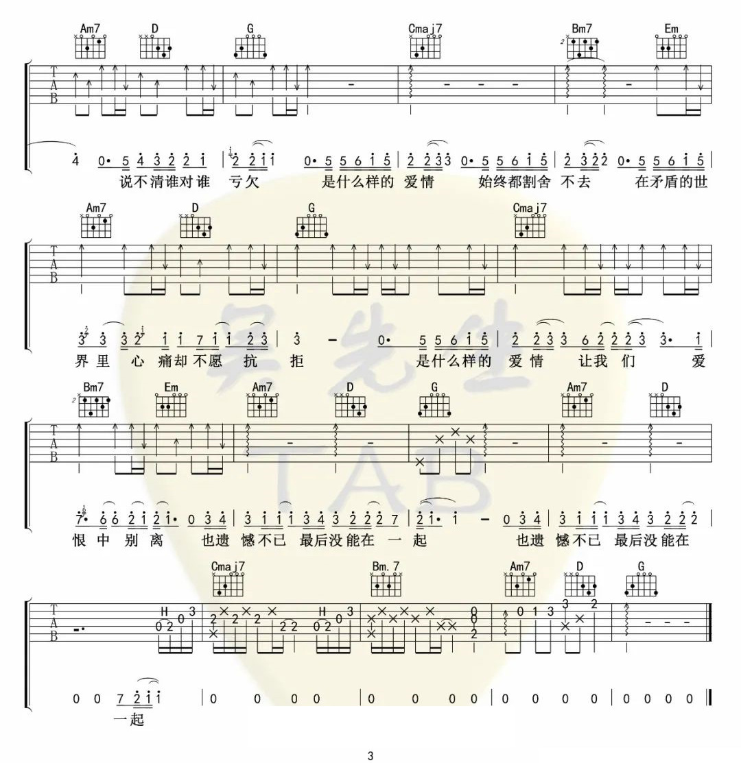 什么样的爱情吉他谱预览图