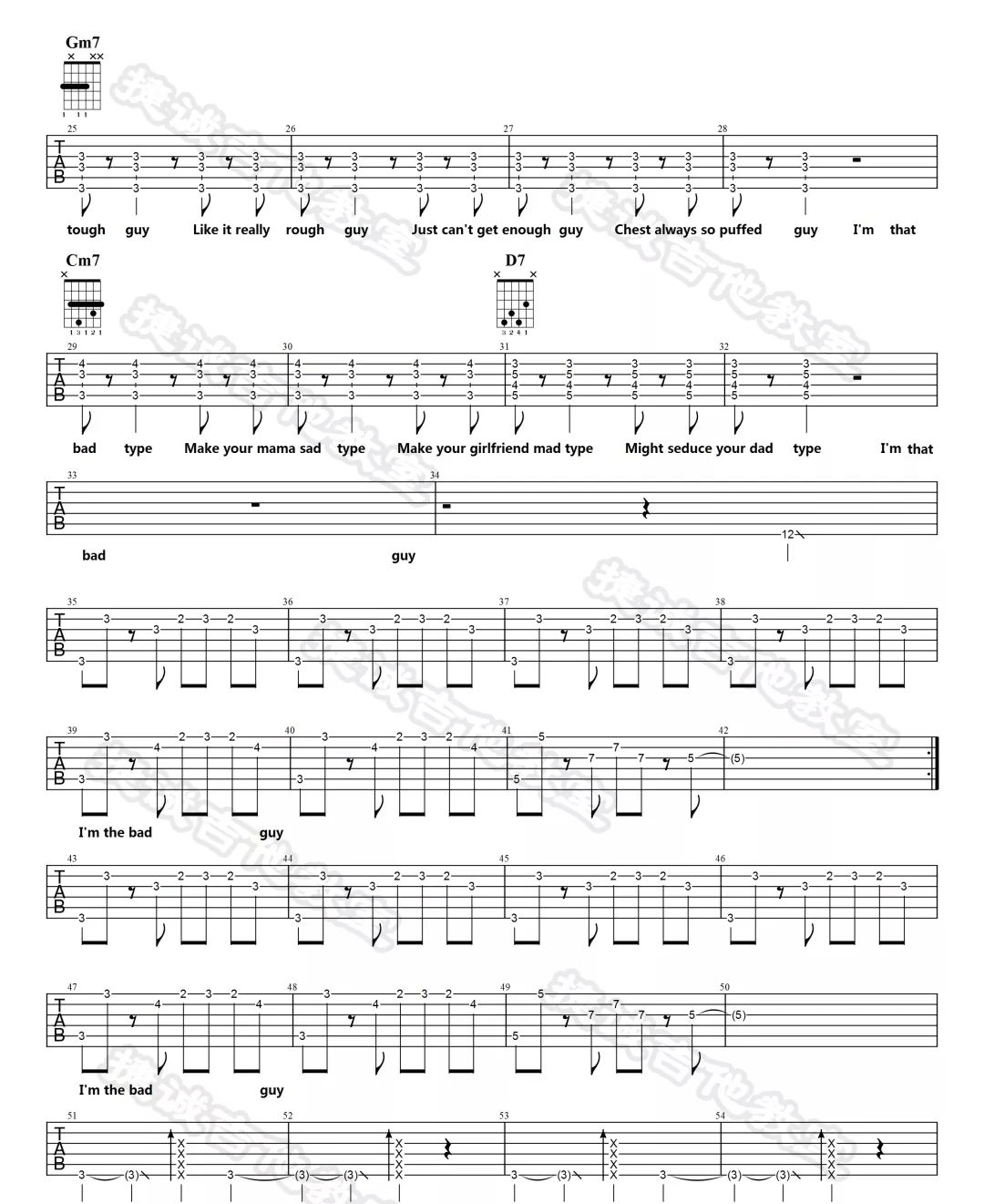 Bad-Guy吉他谱预览图