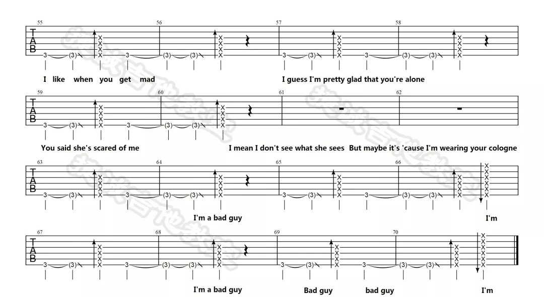 Bad-Guy吉他谱预览图