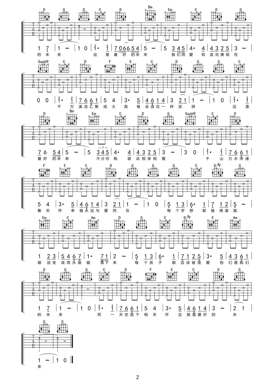 最好的未来吉他谱预览图