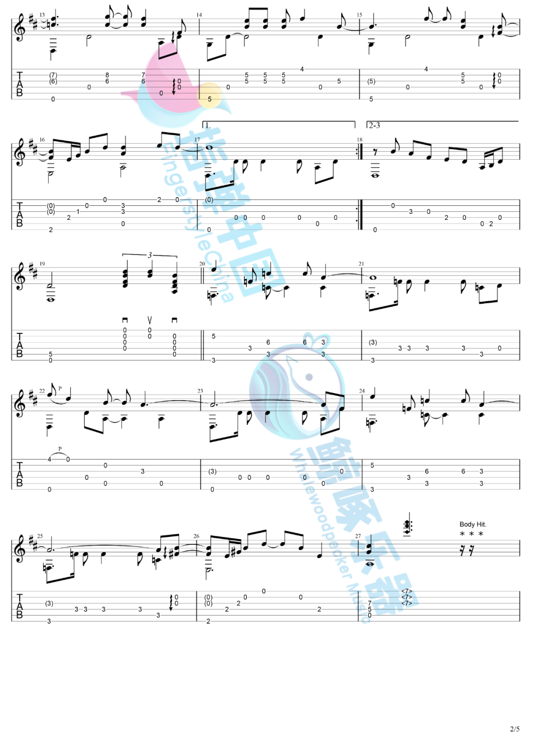 小南国指弹吉他谱预览图