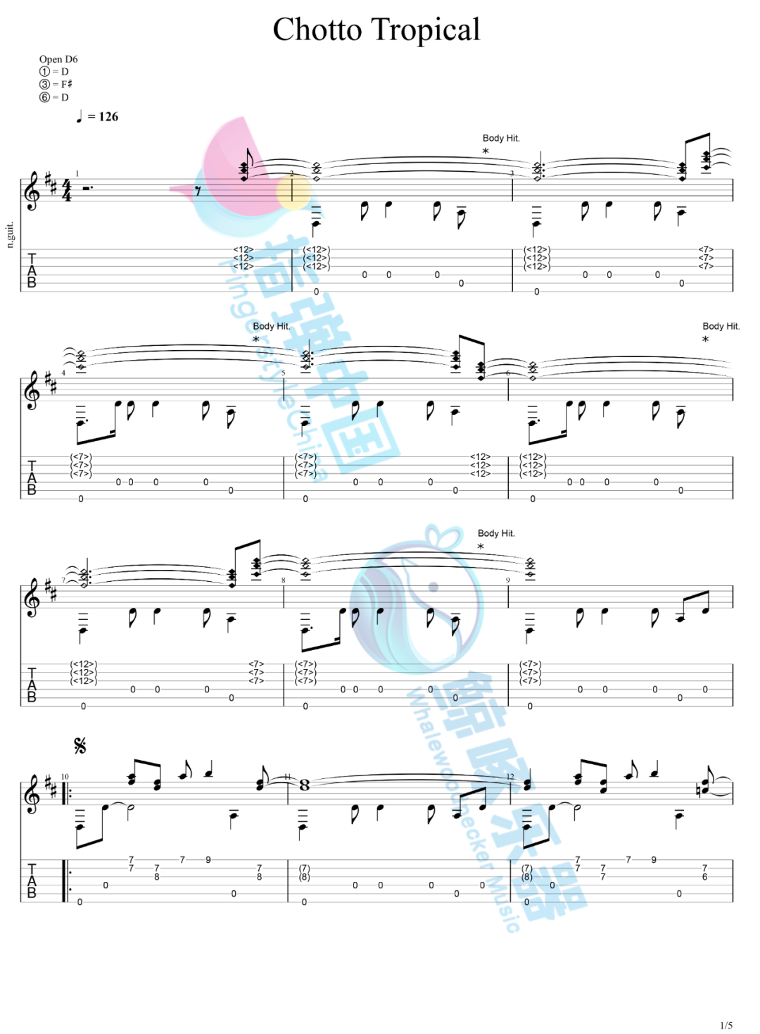 小南国指弹吉他谱预览图
