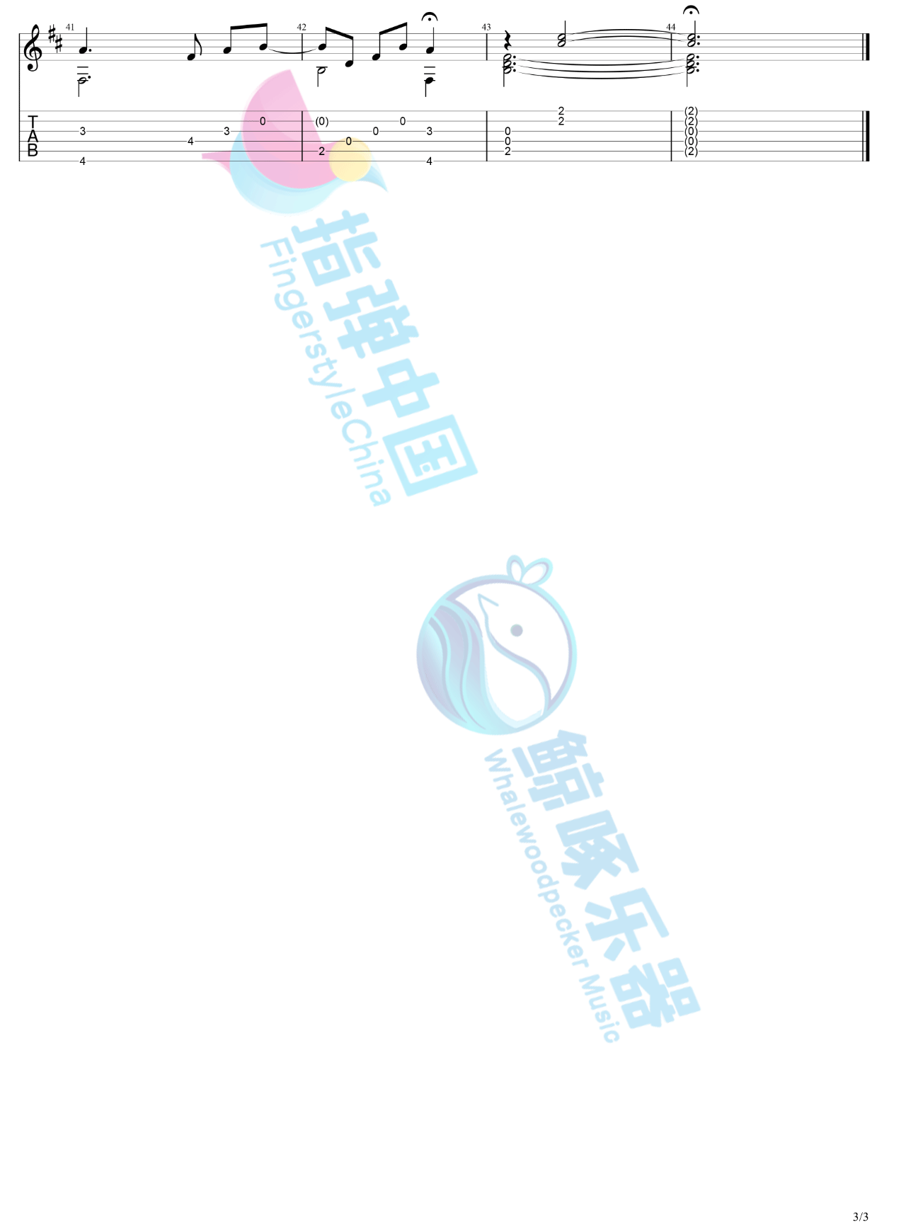 年轮指弹吉他谱预览图