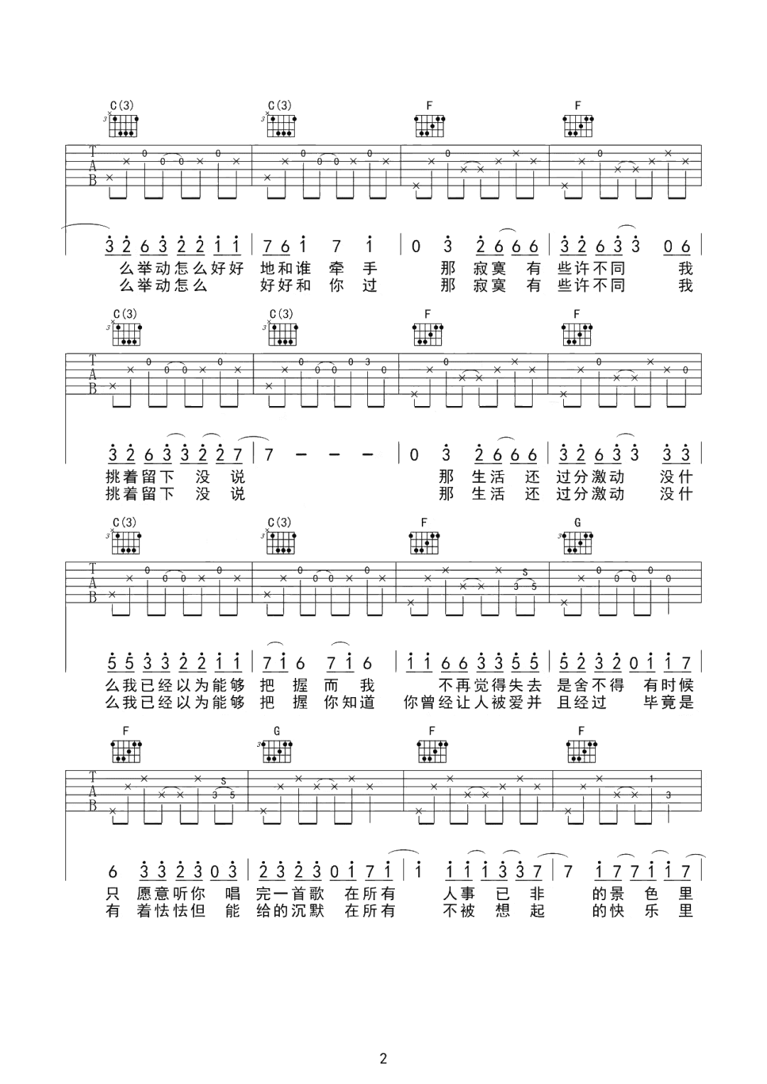 喜欢吉他谱预览图