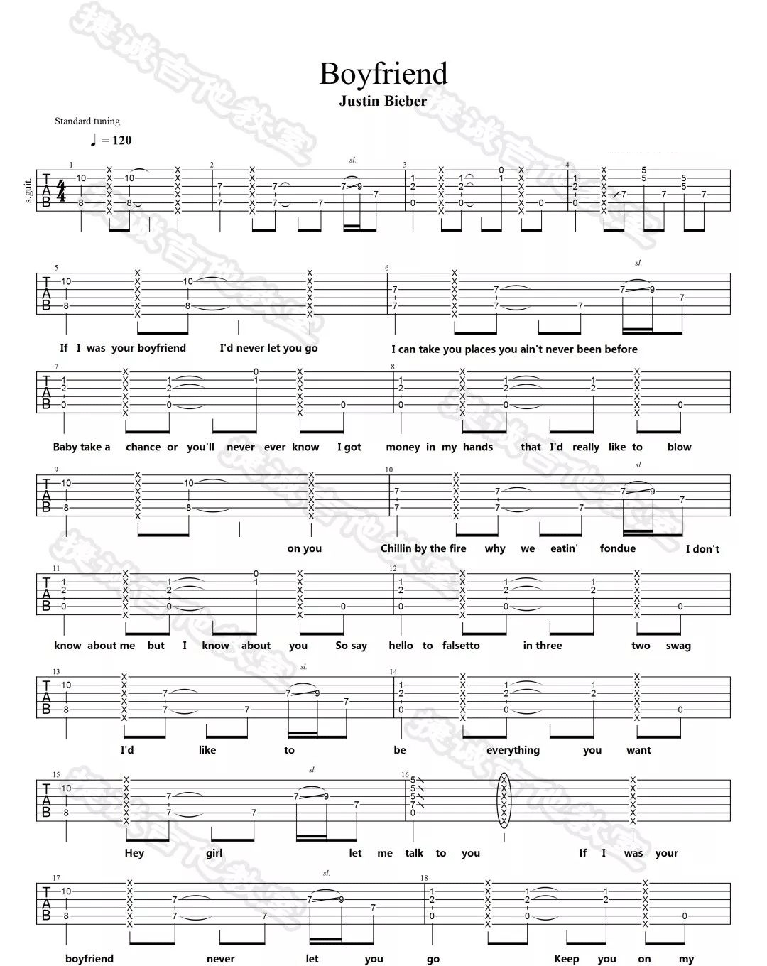 Boyfriend吉他谱预览图