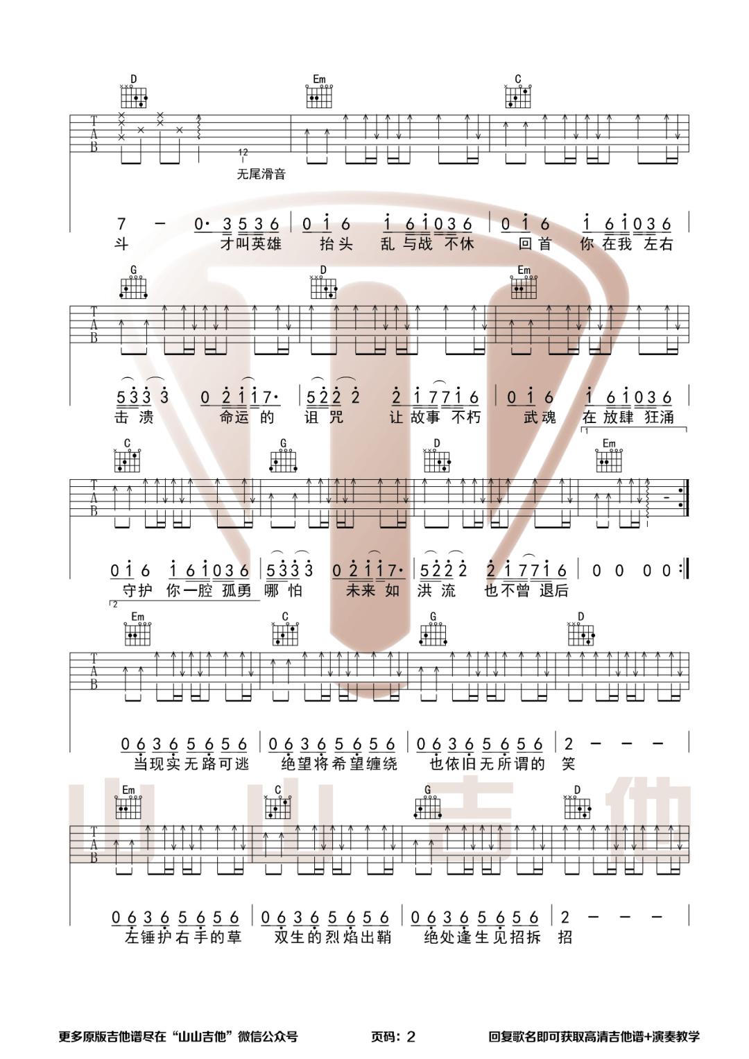 破茧吉他谱预览图