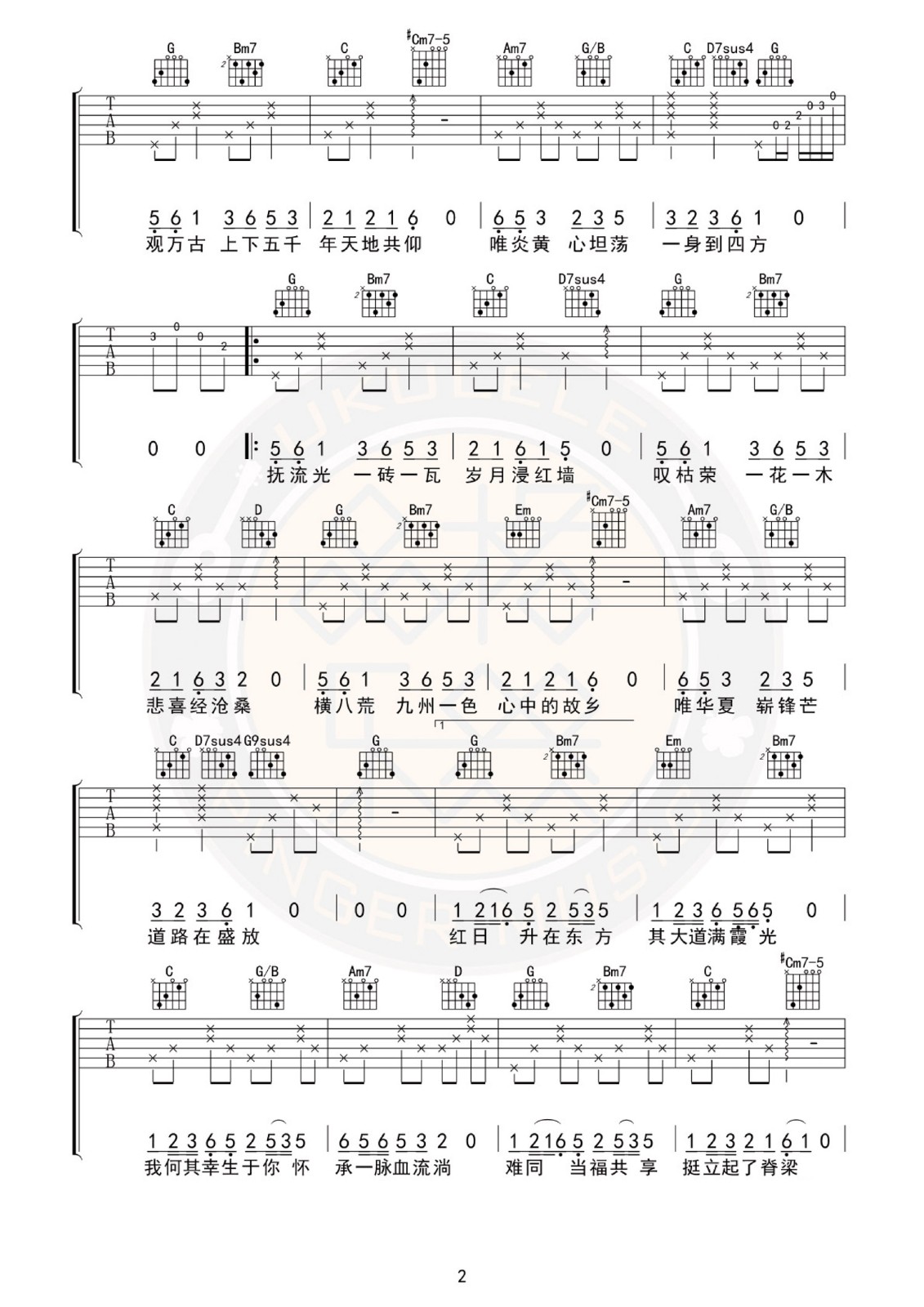 万疆吉他谱预览图