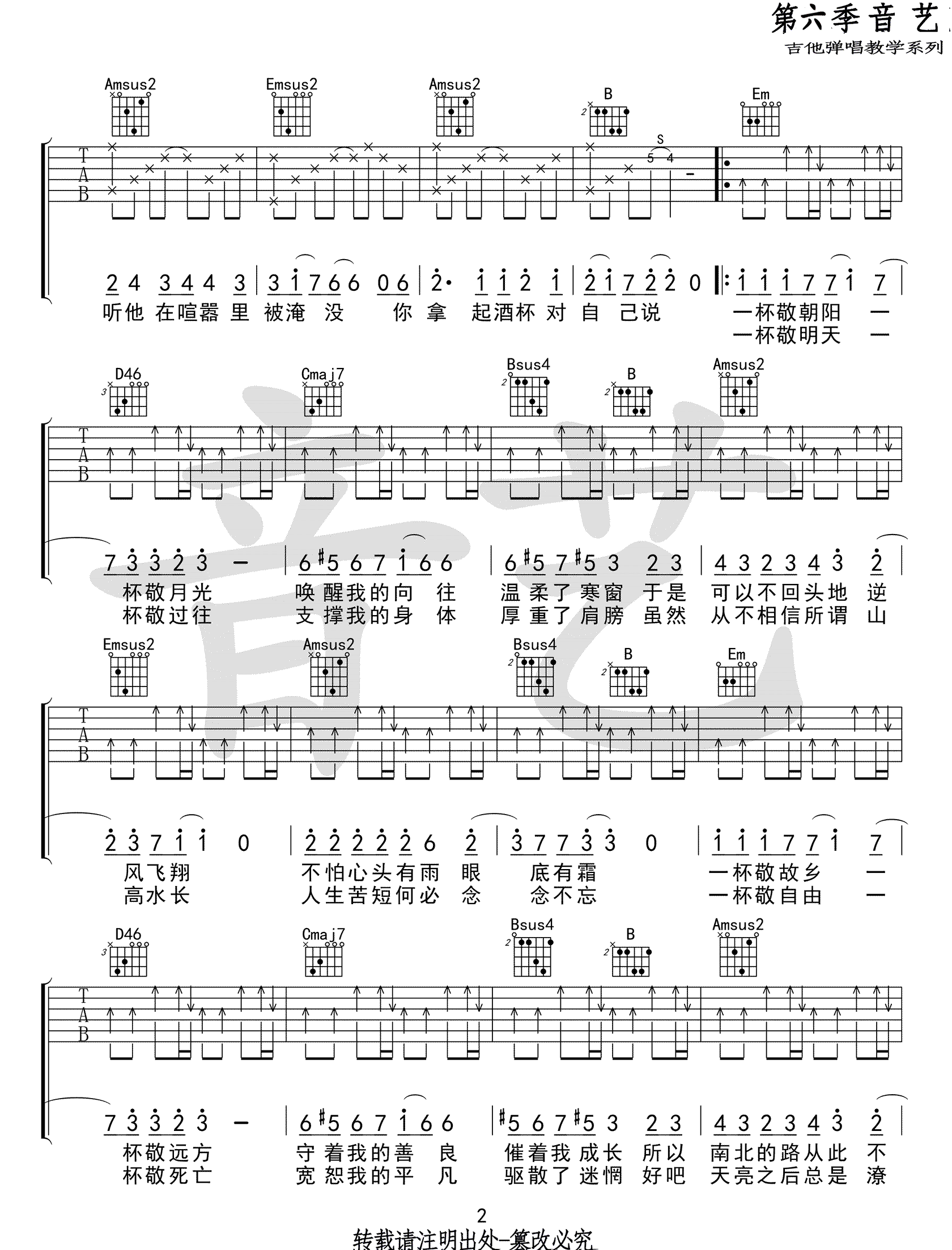 消愁吉他谱预览图