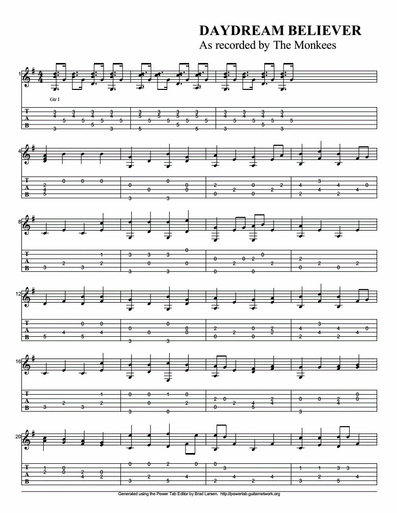 Believer指弹吉他谱预览图