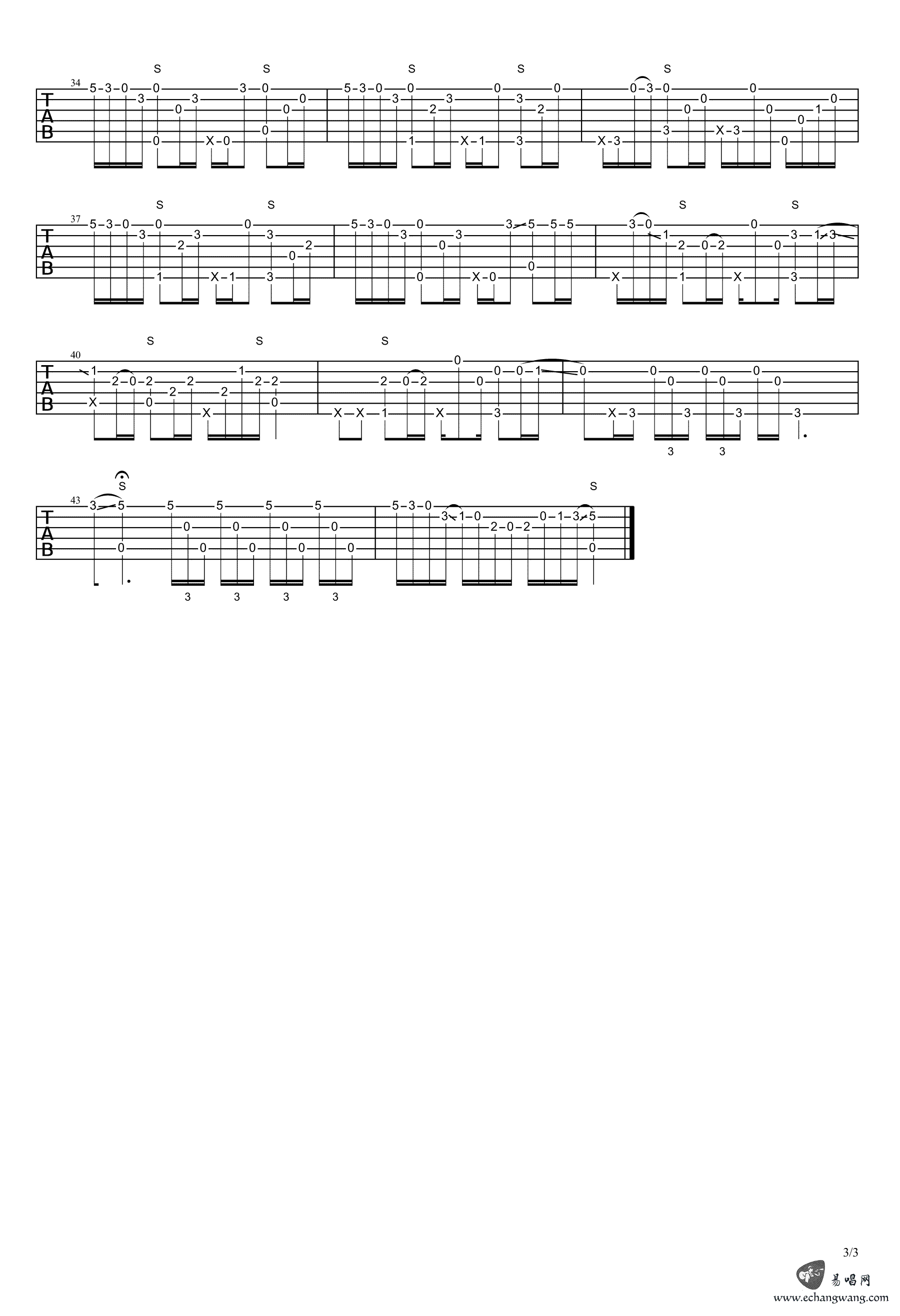 枫叶城指弹吉他谱预览图