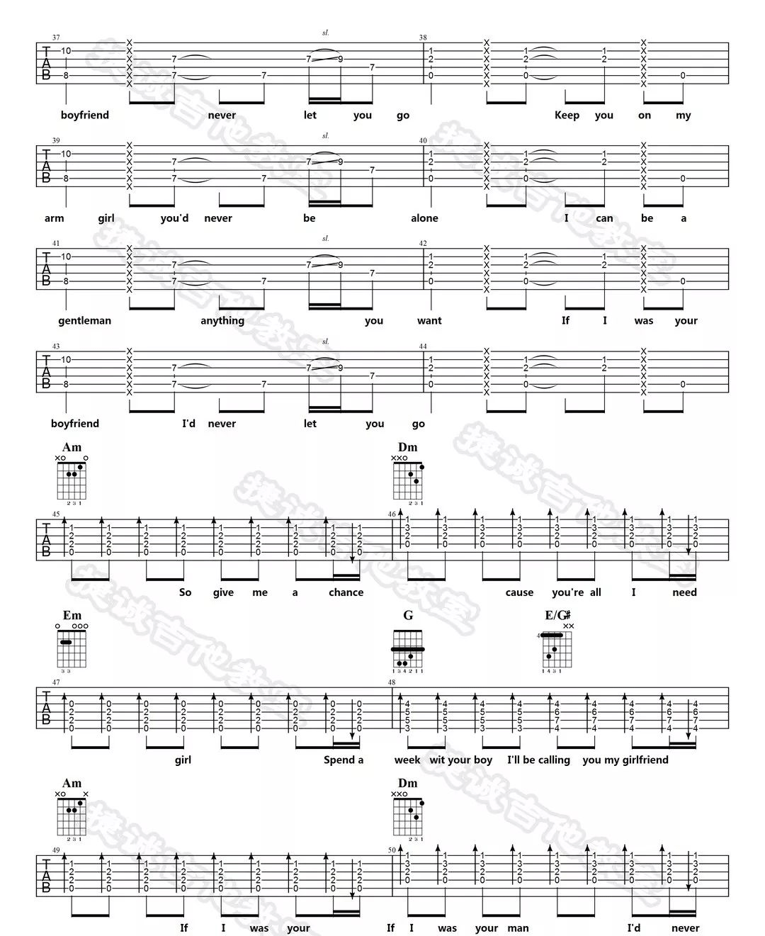 Boyfriend吉他谱预览图