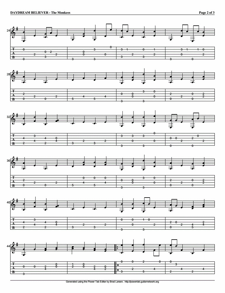 Believer指弹吉他谱预览图