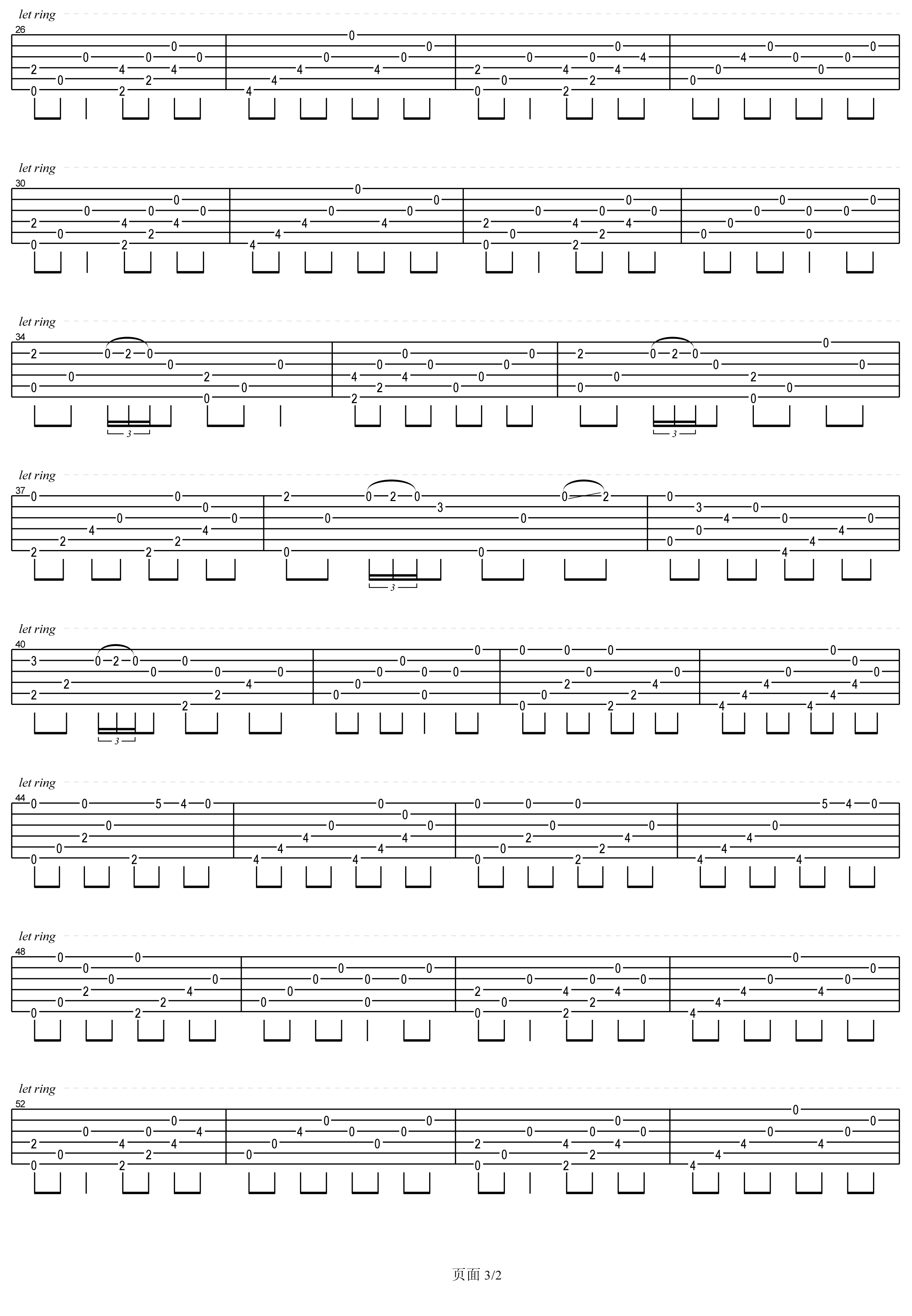 流行的云指弹吉他谱预览图