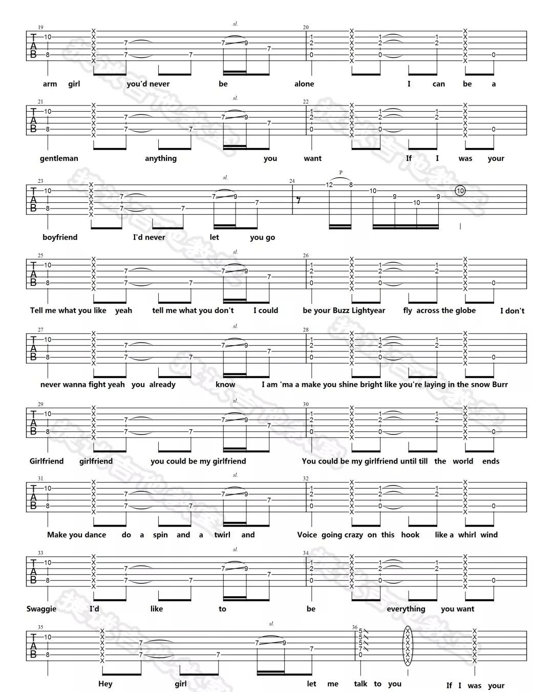 Boyfriend吉他谱预览图