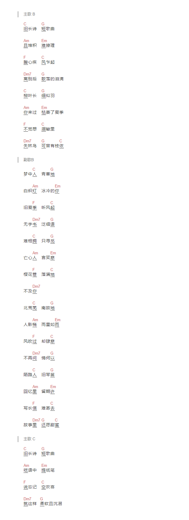 旧诗吉他谱预览图