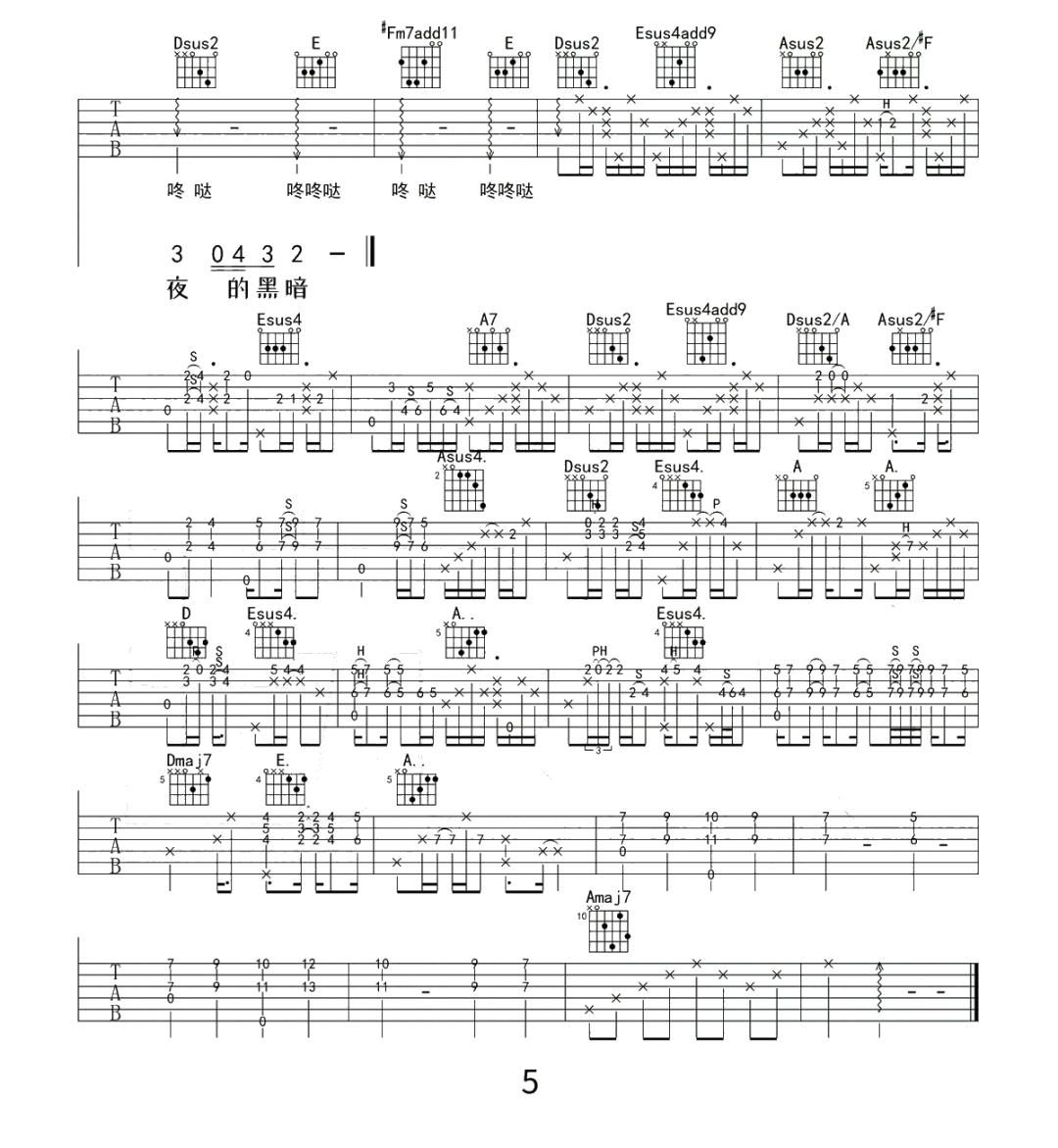 日落大道吉他谱预览图