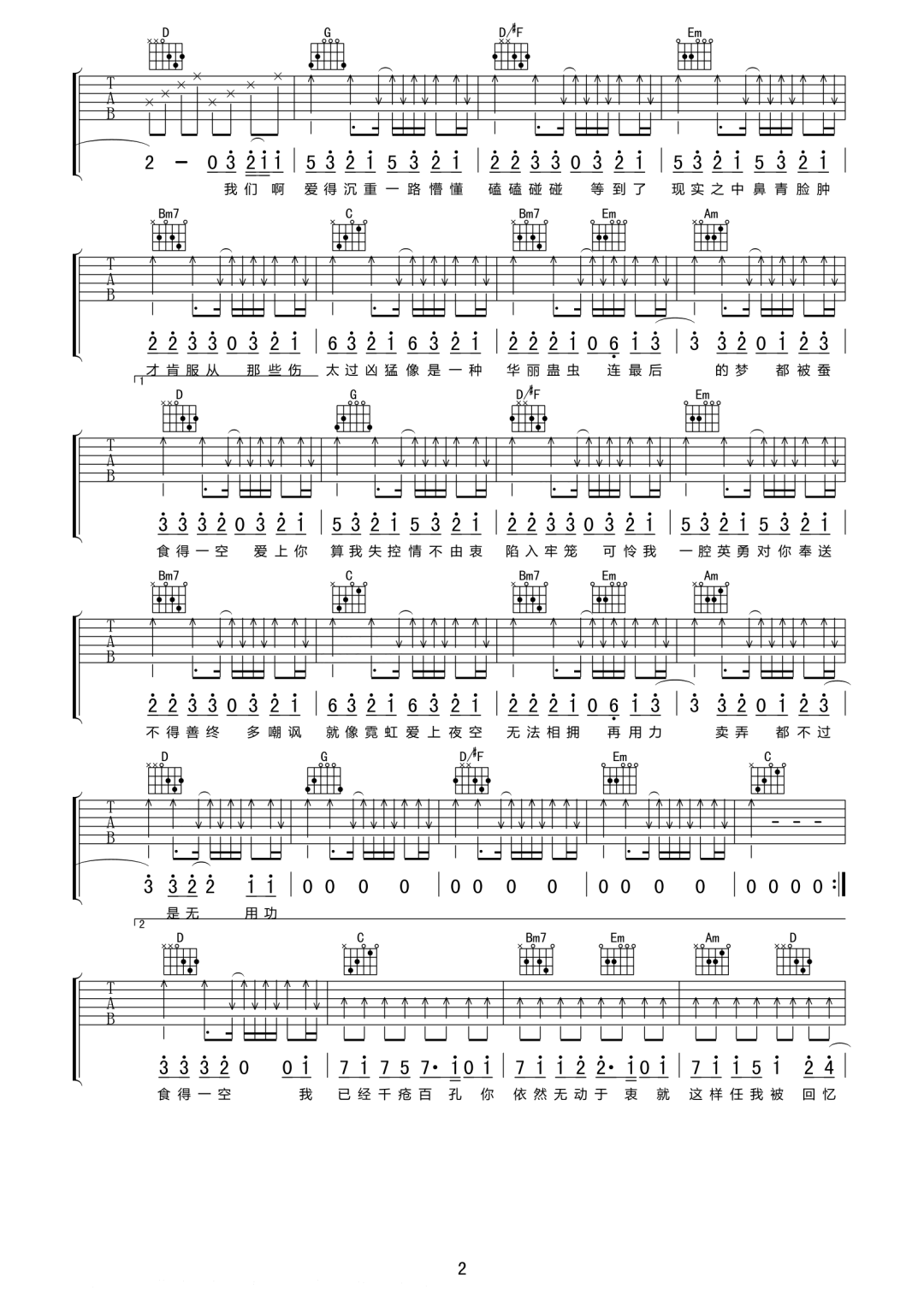 失控吉他谱预览图