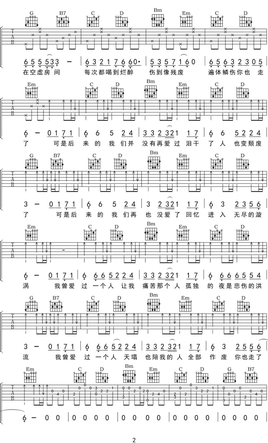 我曾爱过一个人吉他谱预览图