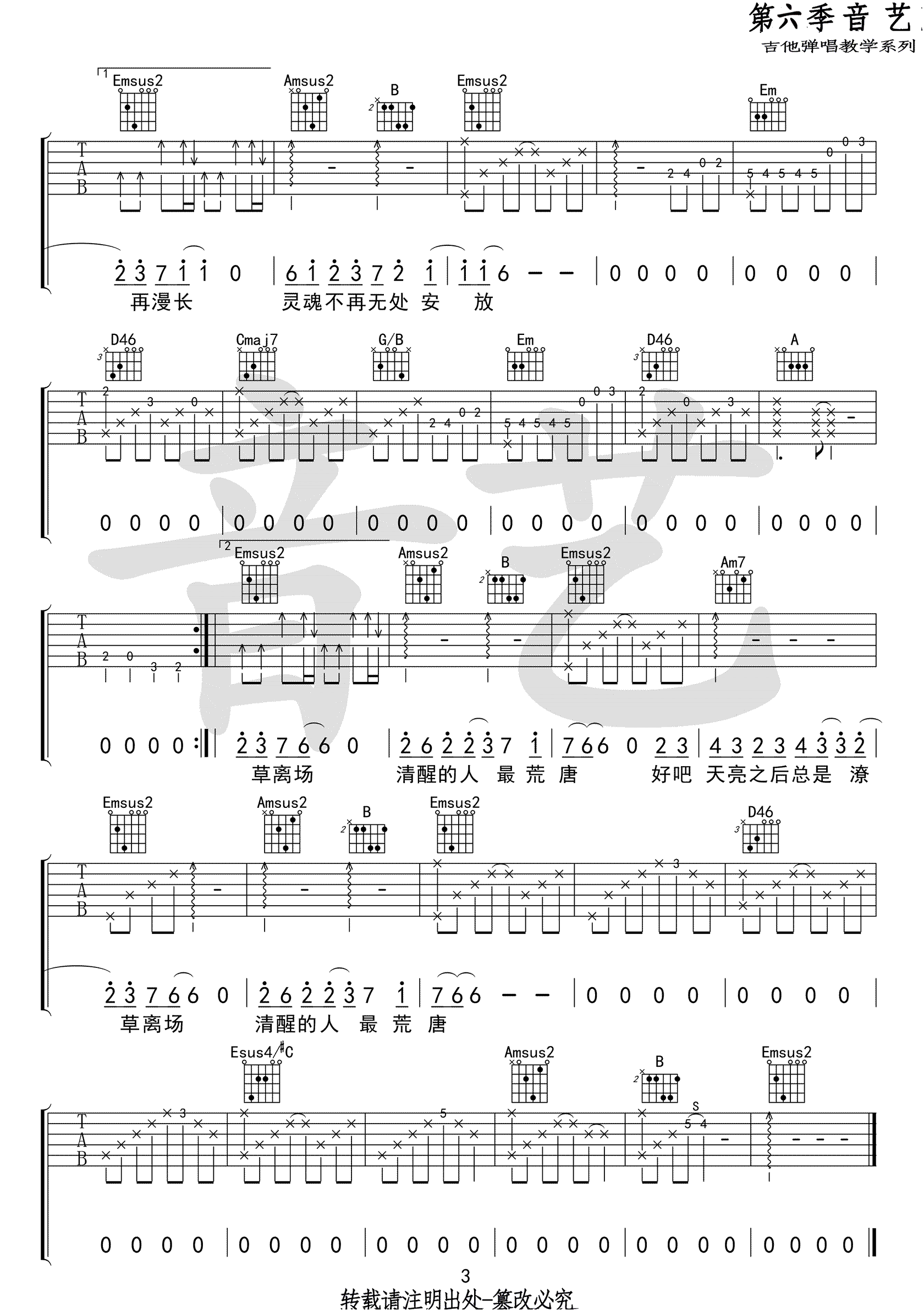 消愁吉他谱预览图