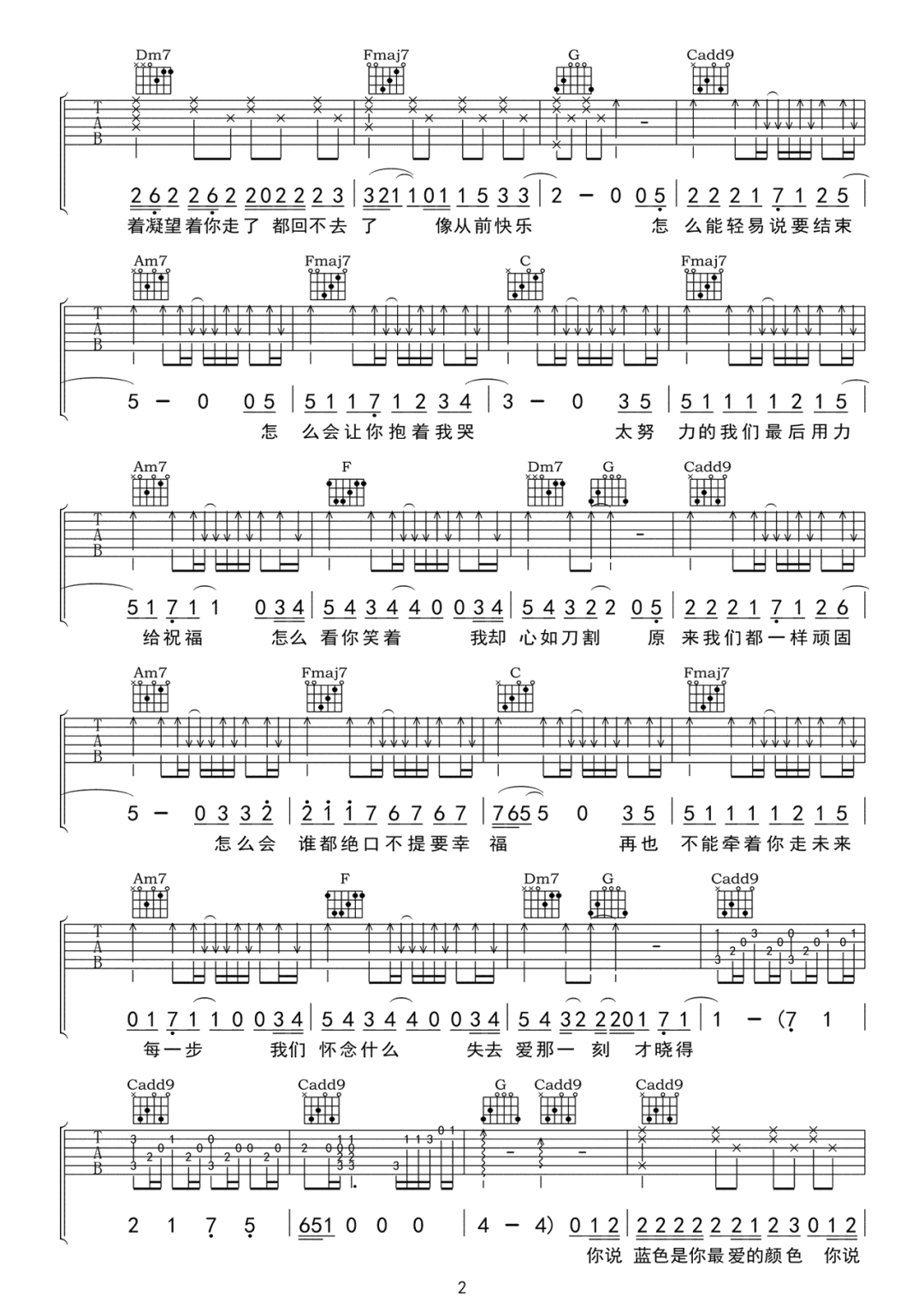 怎么了吉他谱预览图